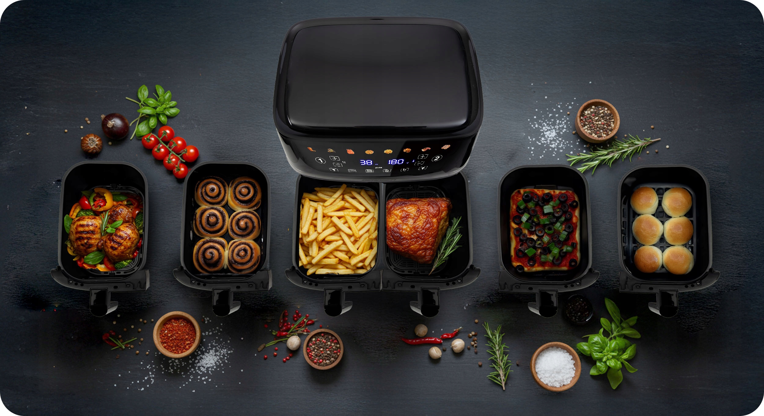 VELIKI CVRTNIK BREZ MAŠČOB 10,2 L CVRTNIK NA VROČI ZRAK XL CVRTNIK BERDSEN 1700 W Širina izdelka 38 cm