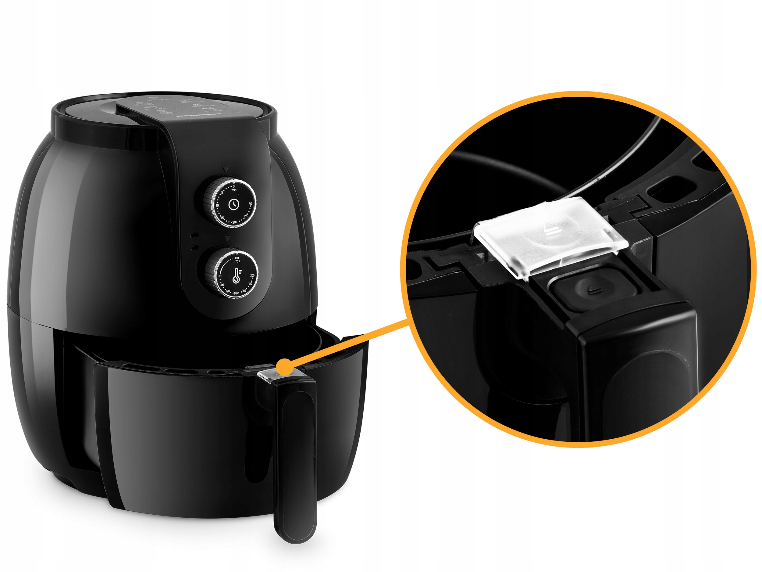 CVRTNIK BREZ MAŠČOB ZMOGLJIV CVRTNIK NA VROČ ZRAK 3,6 L Funkcije nadzor temperature časovnik drugo