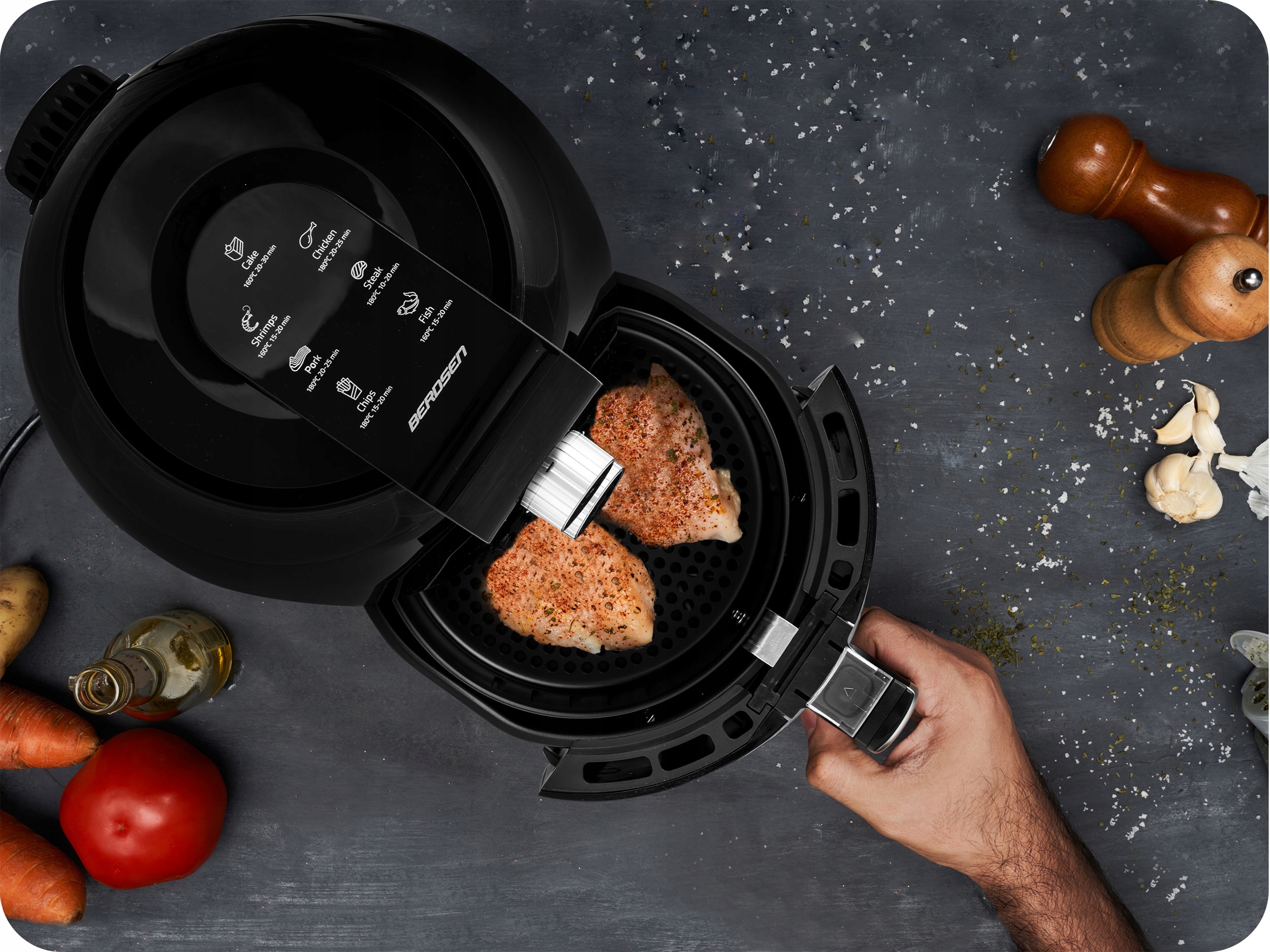 CVRTNIK BREZ MAŠČOB ZMOGLJIV CVRTNIK NA VROČ ZRAK 3,6 L Prostornina košare 2,6 kg