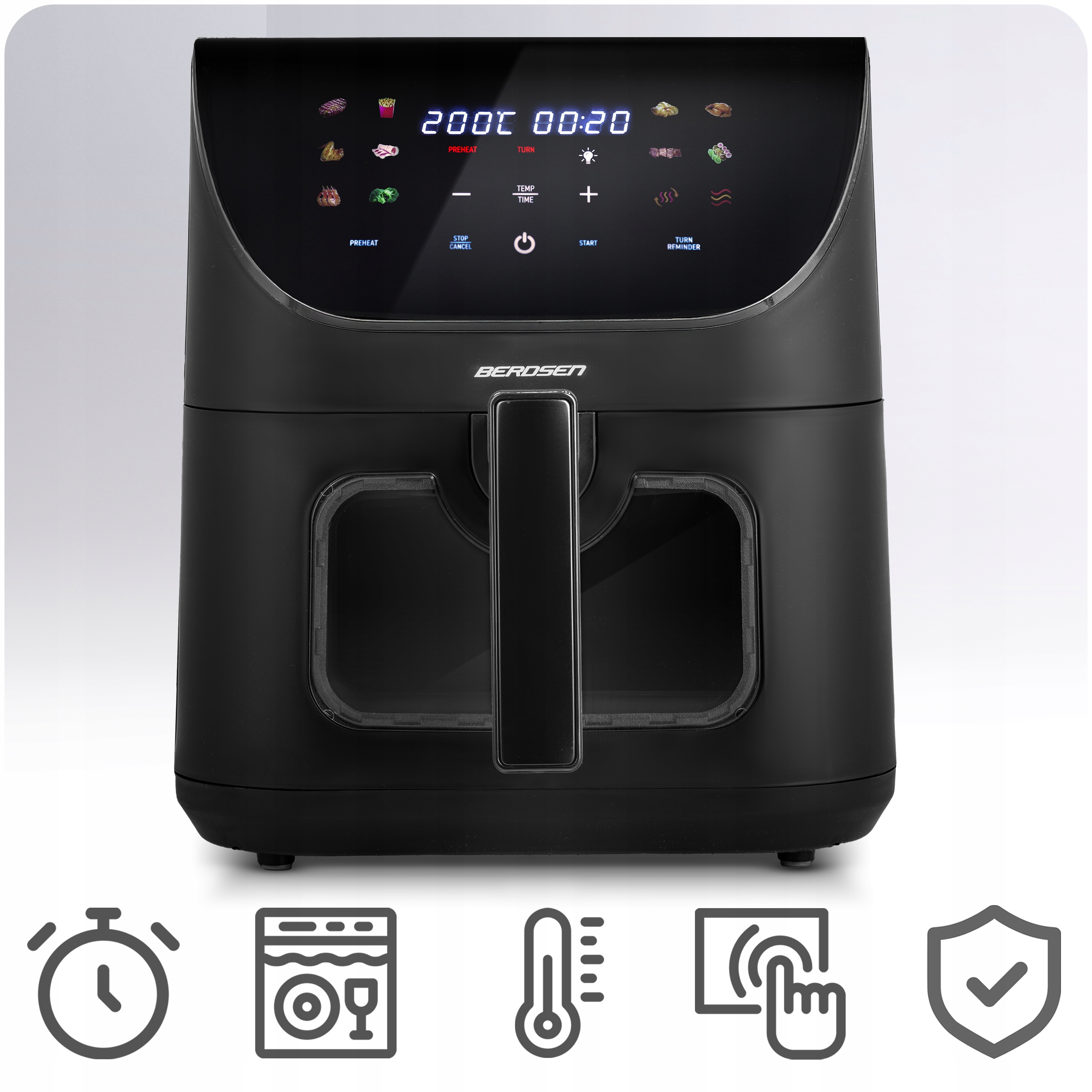 CVRTNIK BREZ MAŠČOB XL VELIKI VELIKI CVRTNIK 8L BERDSEN 1700W Prevladujoča črna barva