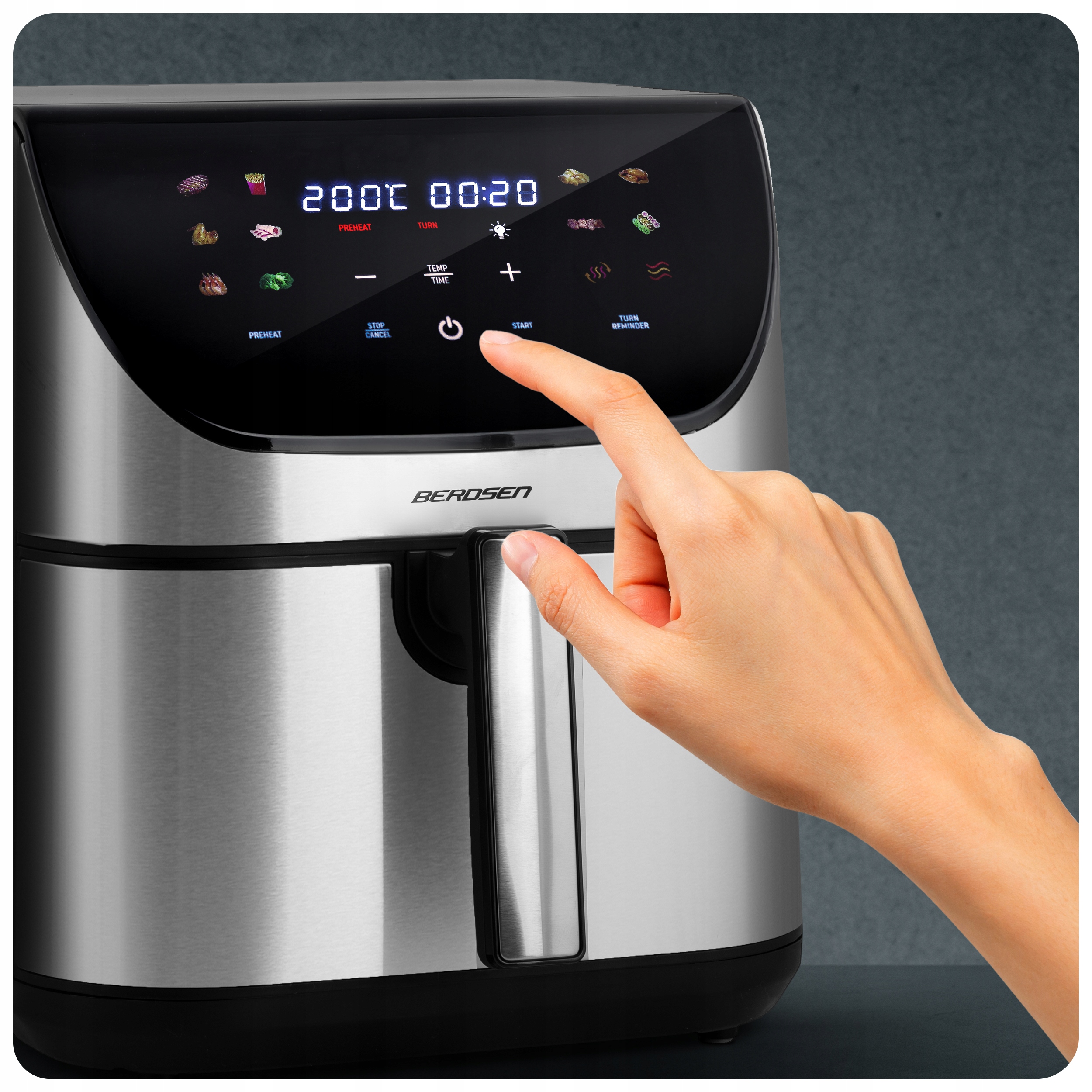 CVRTNIK BREZ MAŠČOB XL VELIKI VELIKI CVRTNIK 8 L BERDSEN 1700 W Prevladujoča srebrna barva