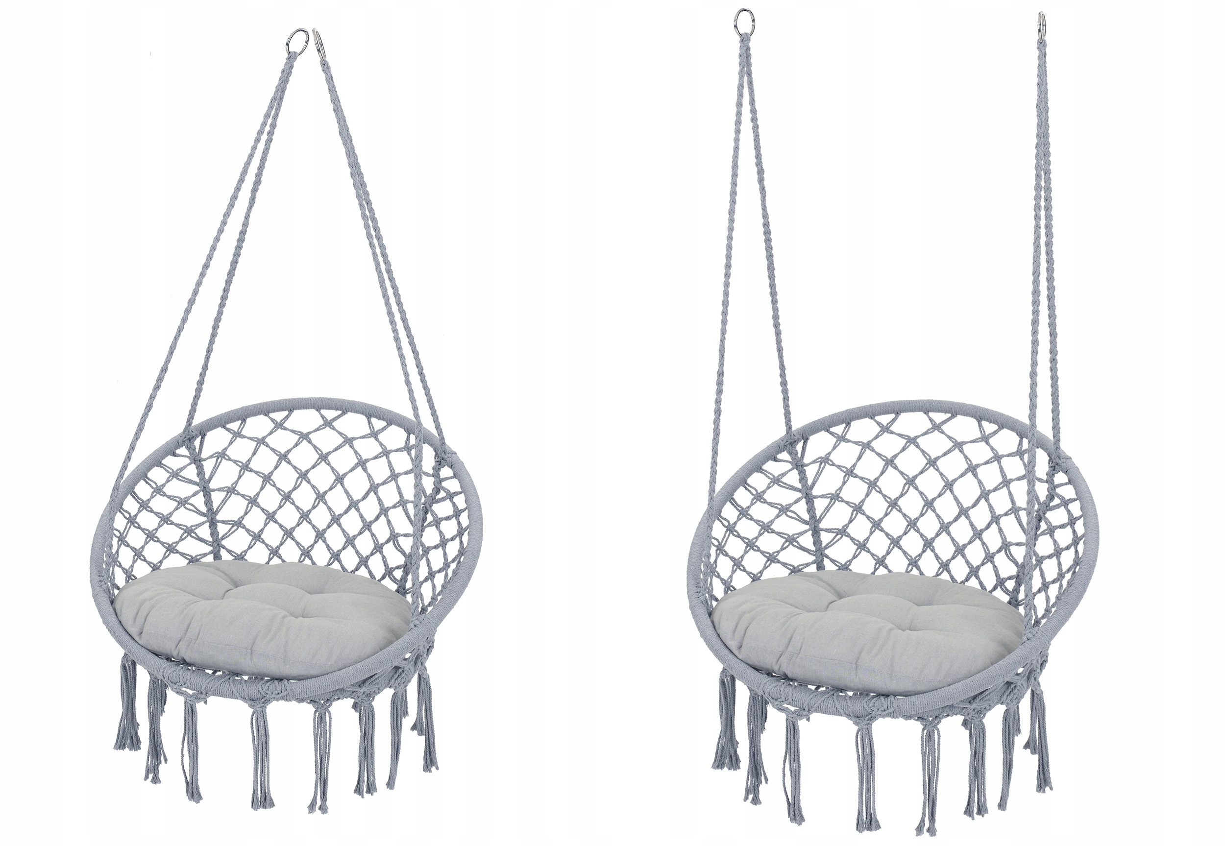 Fotelj, vrtna gugalnica - štorkljino gnezdo BOHO Odtenki sive