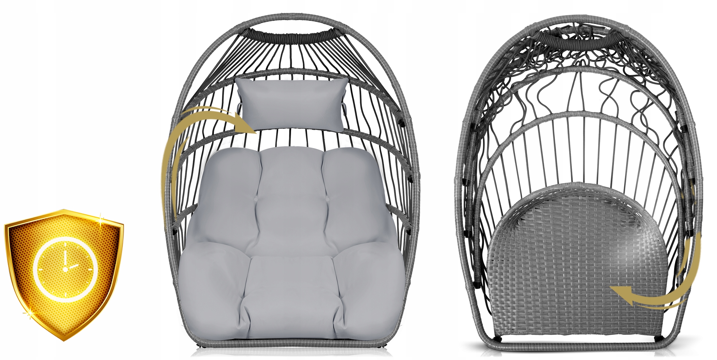 Viseči vrtni stol Luisiana siv + sive blazine Sofotel Največja obremenitev 150 kg