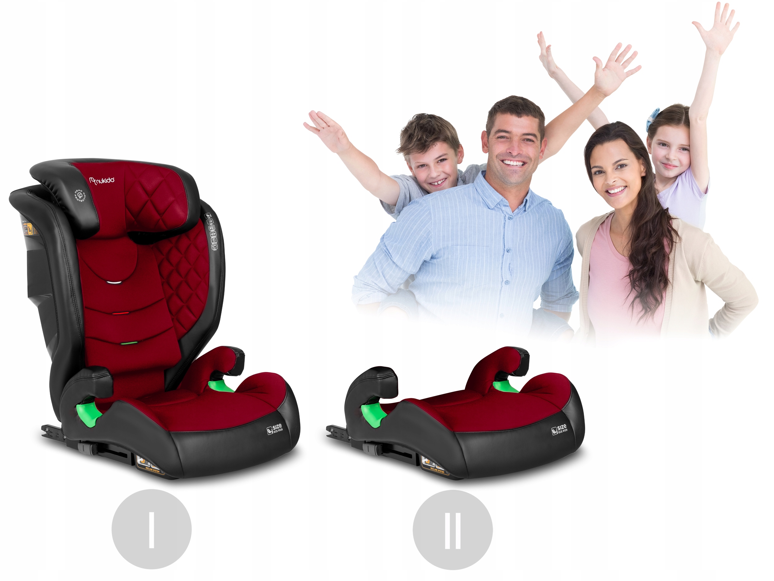 Avtosedež 15-36 kg ISOFIX Nukido Louis i-Size, različni modeli sedežev
