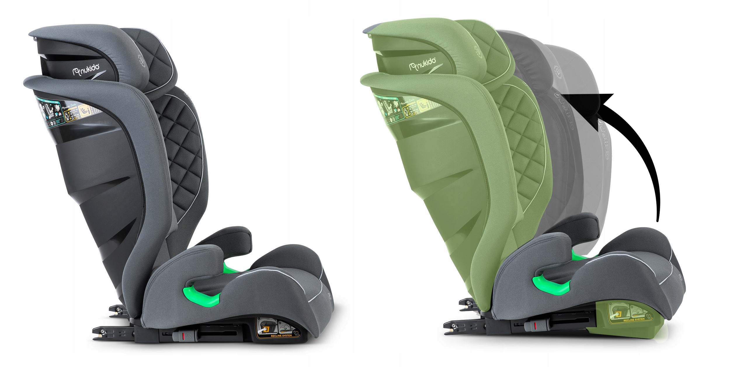 Avtosedež 15-36 kg ISOFIX Nukido Louis i-Size nastavljiv Odtenki sive in srebrne