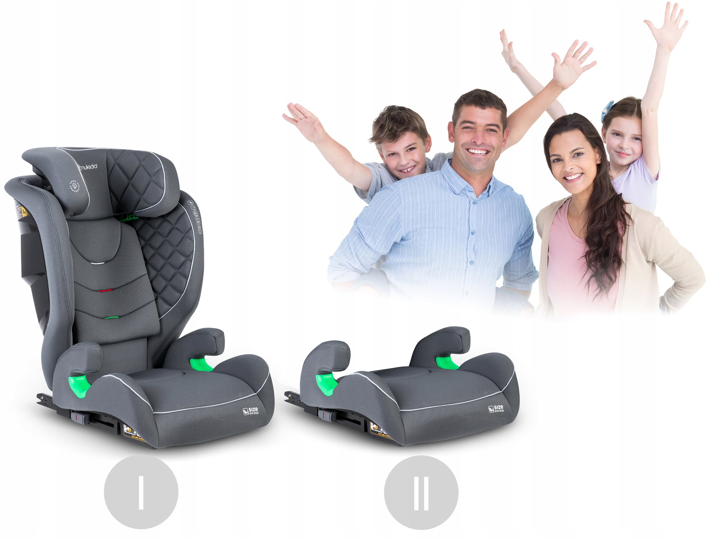 Avtosedež 15-36 kg ISOFIX Nukido Louis i-Size nastavljiv sedež, različni modeli sedežev