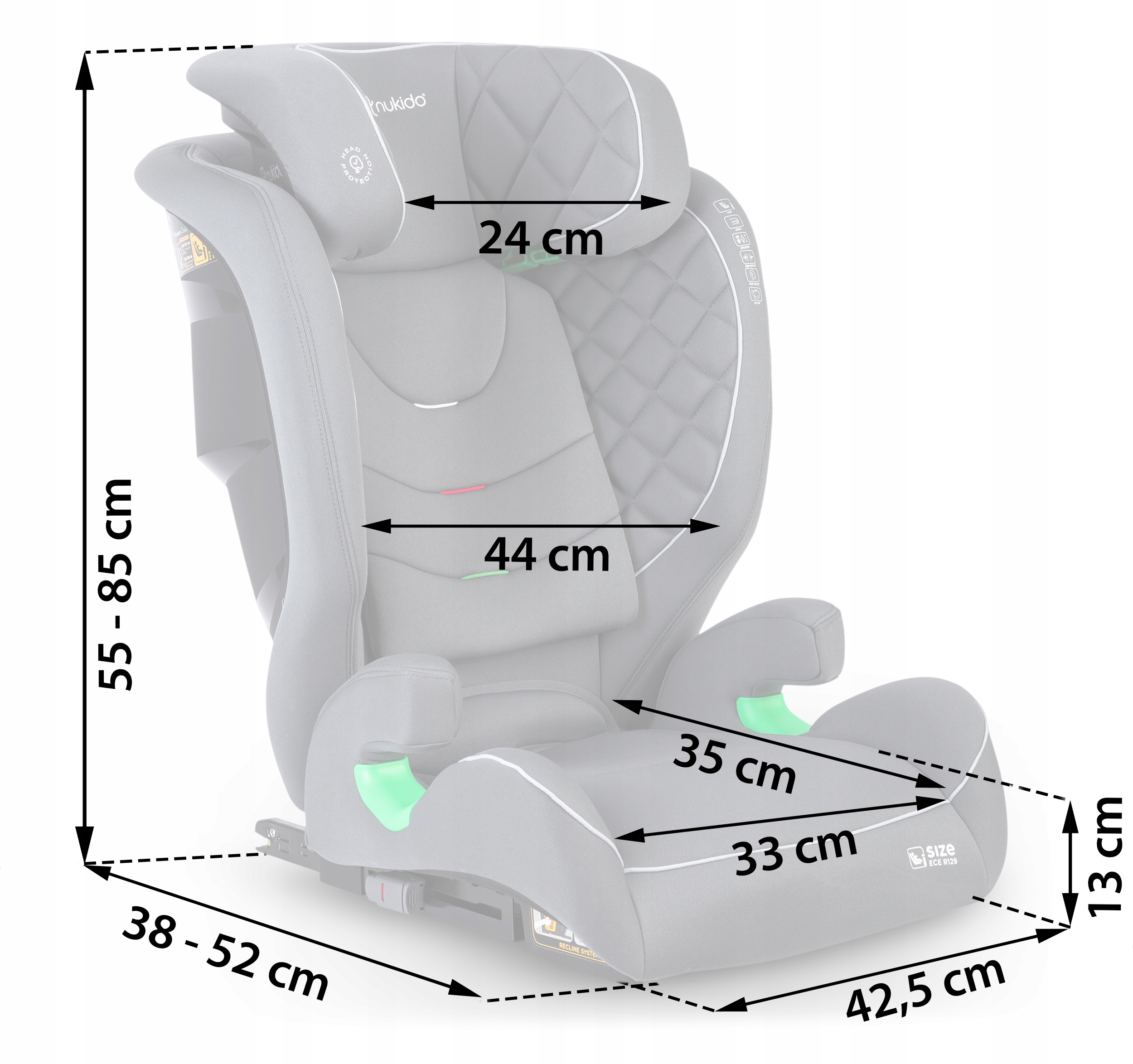 Avtosedež 15-36 kg ISOFIX Nukido Louis i-Size nastavljiv Širina izdelka 44 cm