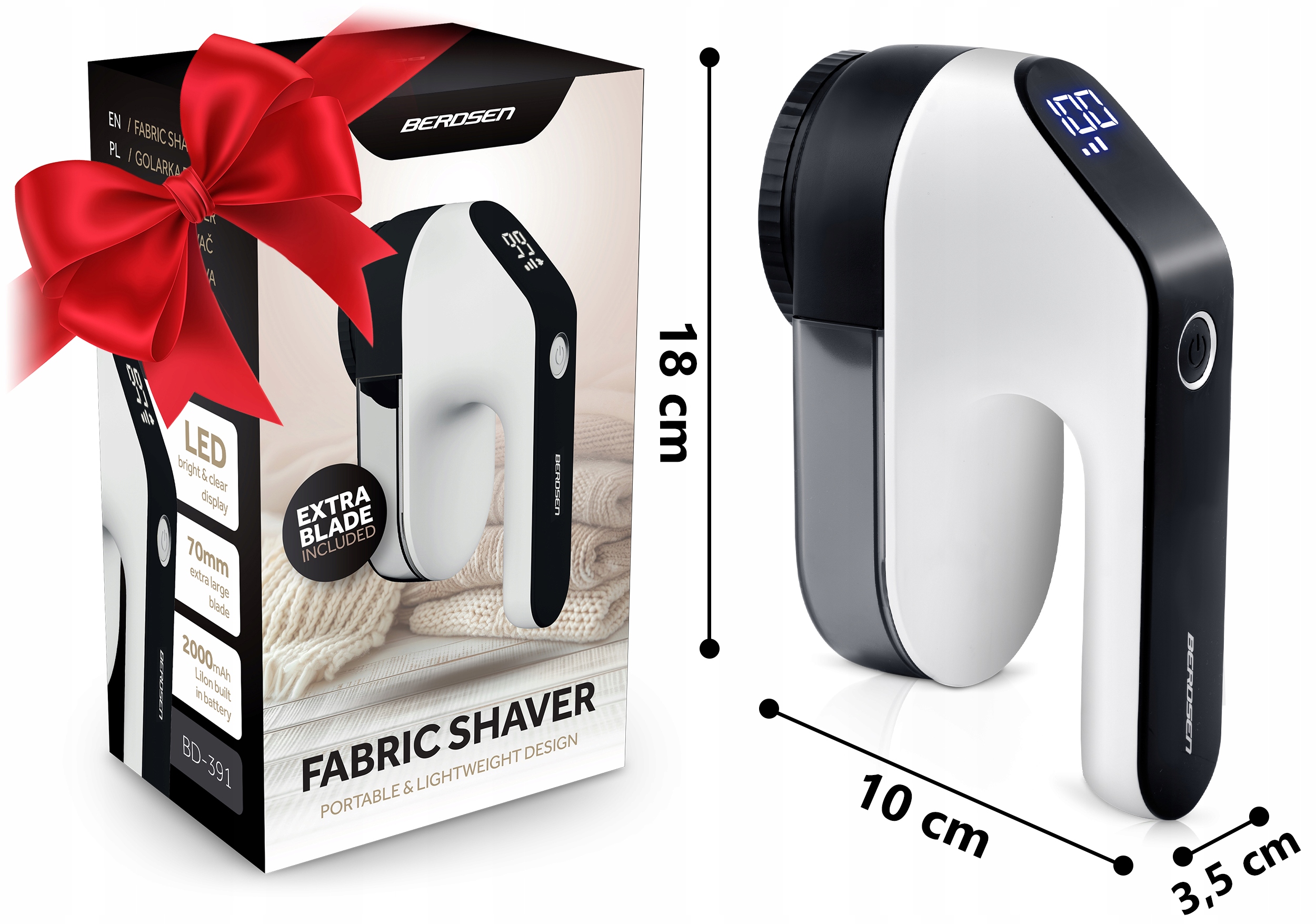 Električni brivnik za oblačila z mrežico za prevleke za puloverje Berdsen Teža izdelka z individualno embalažo 0,37 kg