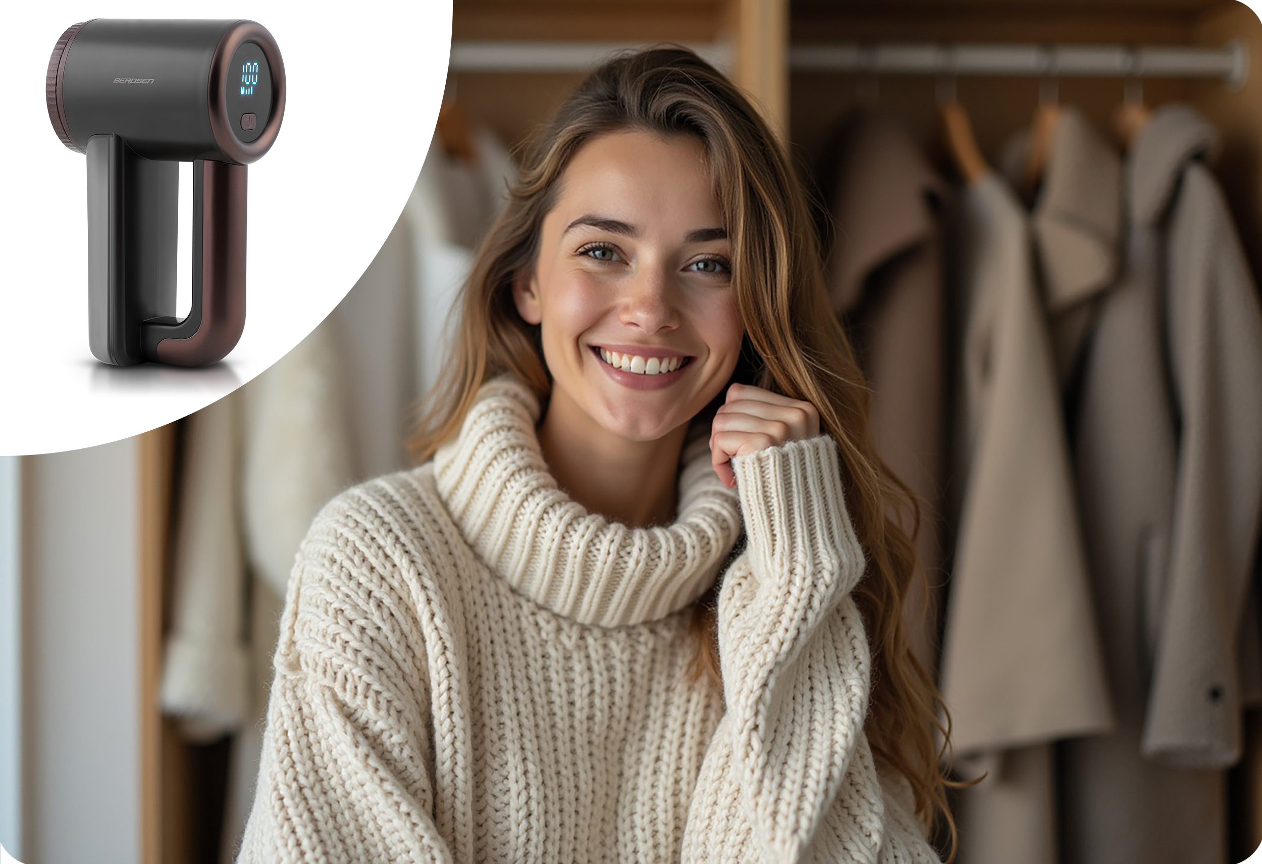 Električni brivnik za oblačila z zaslonom za prevleke za puloverje in brezžični polnilnik Berdsen