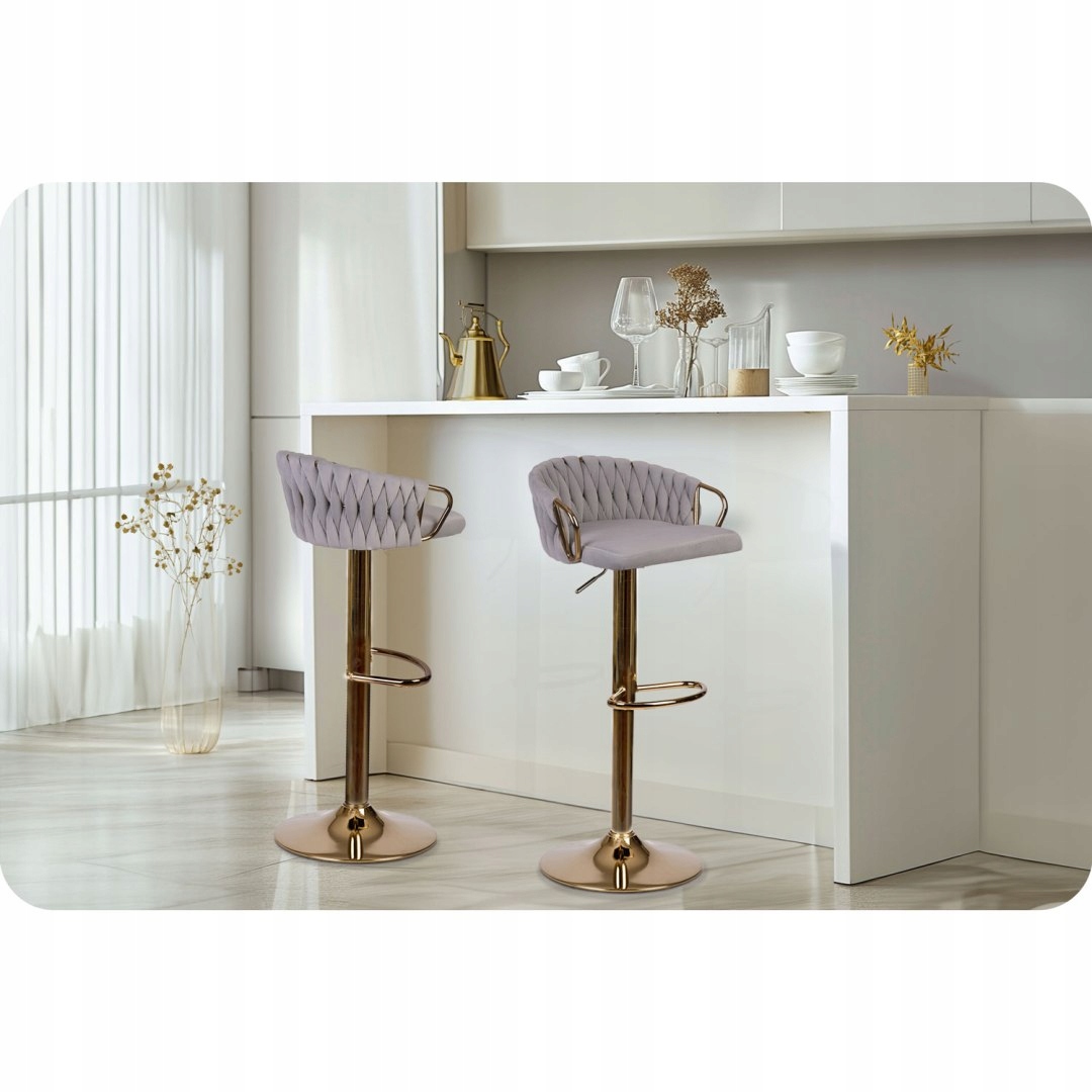 Barski stol z naslonjalom Elissian Sofotel siv z zlatim podnožjem znamke Sofotel