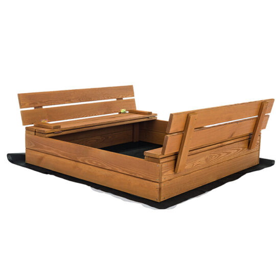 Impregniran notranji peskovnik s klopmi in naslonjalom - 100X100 cm