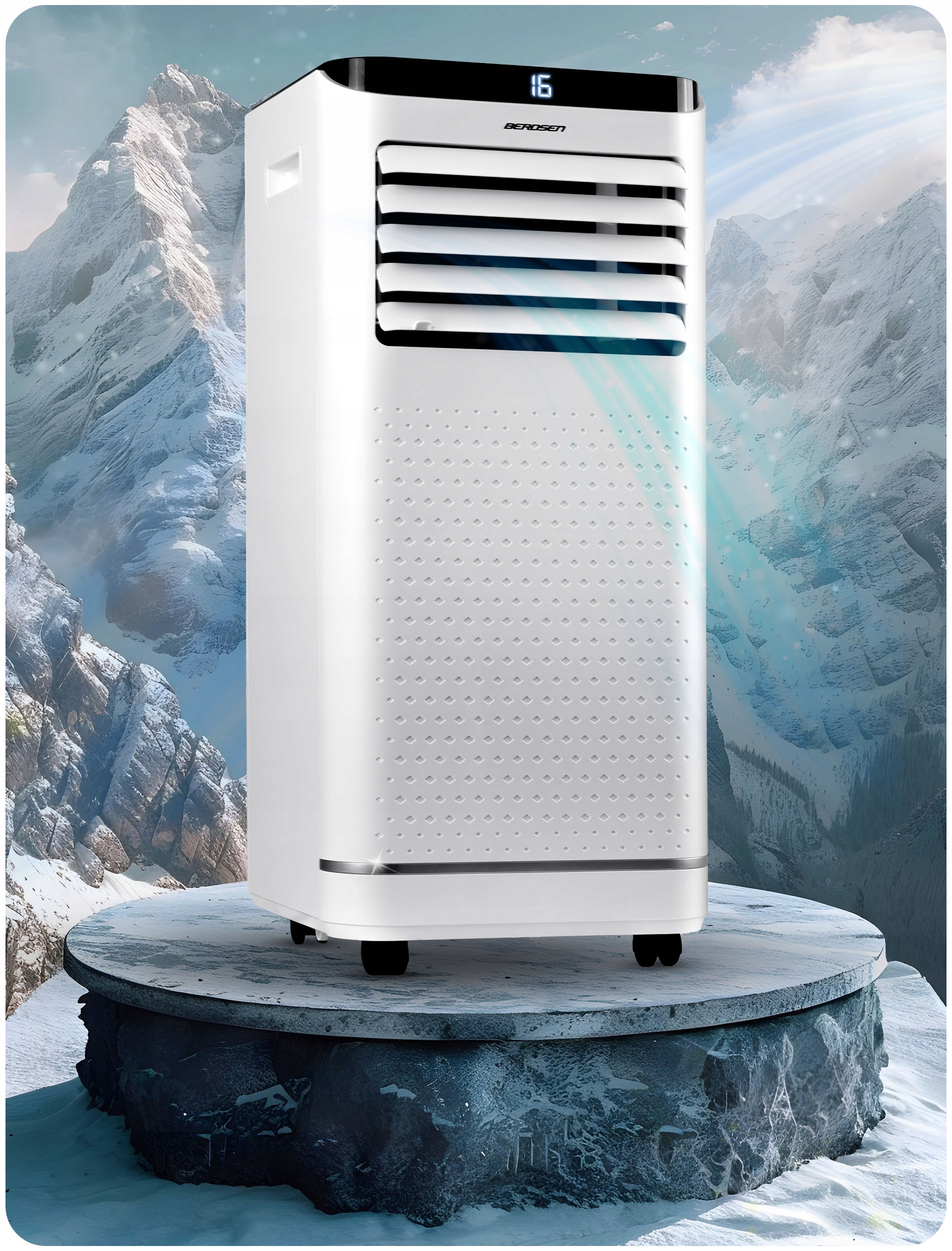 PRENOSNA KLIMATSKA NAPRAVA 2,6 kW 30 m2 RAZVLAŽILEC ZRAKA 24 l/24 h WiFi BERDSEN 9000 BTU Koda proizvajalca 358300