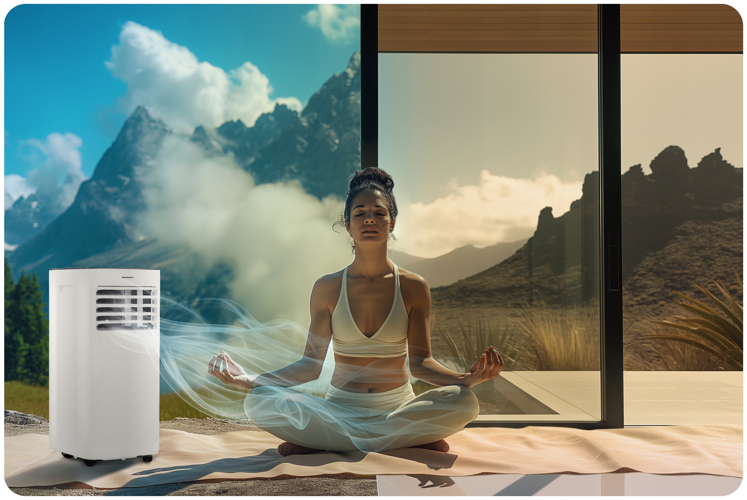 PRENOSNA KLIMATSKA NAPRAVA 2,6 kW 30 m2 RAZVLAŽILEC ZRAKA 24 l/24 h WiFi BERDSEN 9000 BTU Originalna embalaža