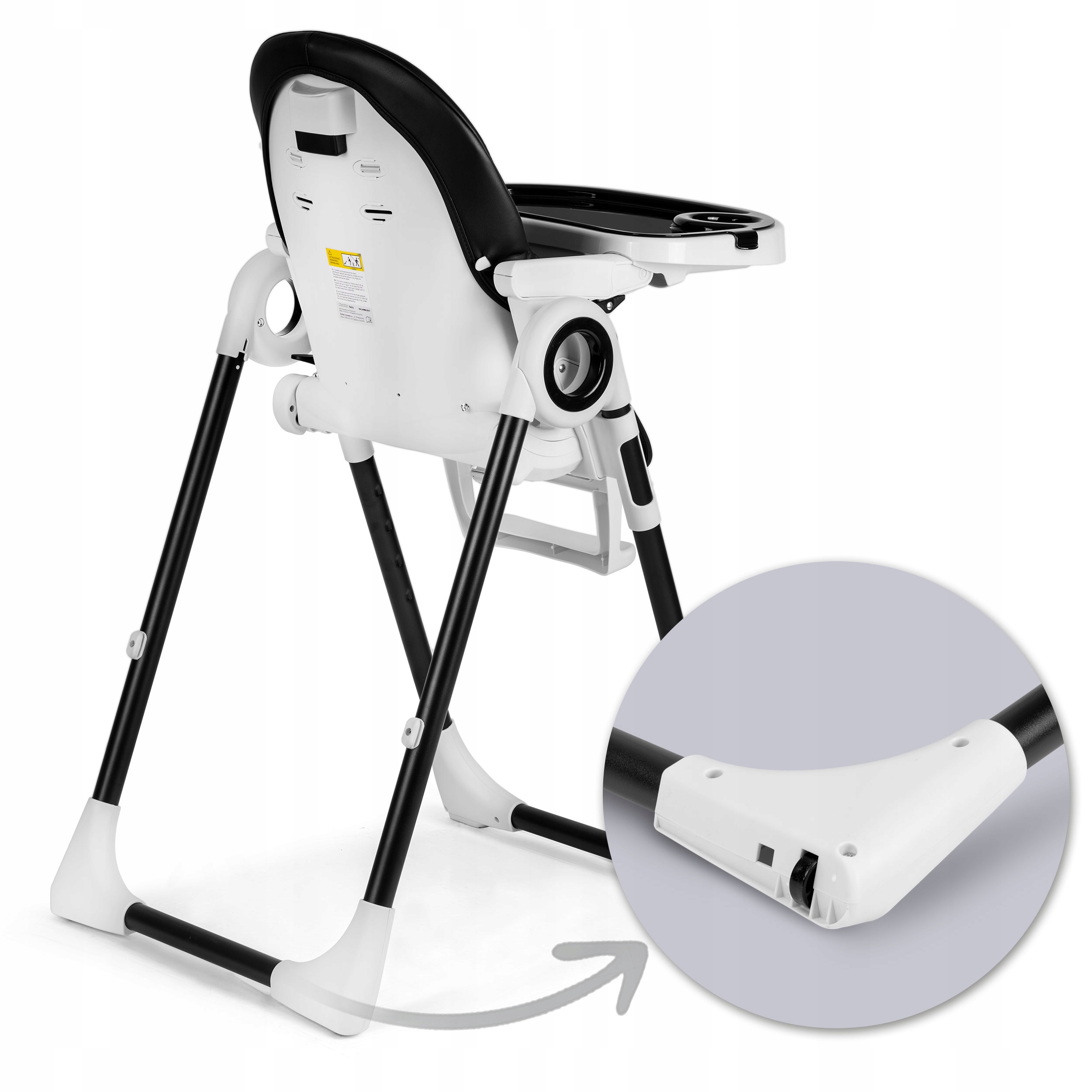 OTROŠKI STOLČEK ZA HRANJENJE, ZLOŽLJIV PLADENJ PREMIUM SEDEŽ NUKIDO BEL Barva: bela, črna