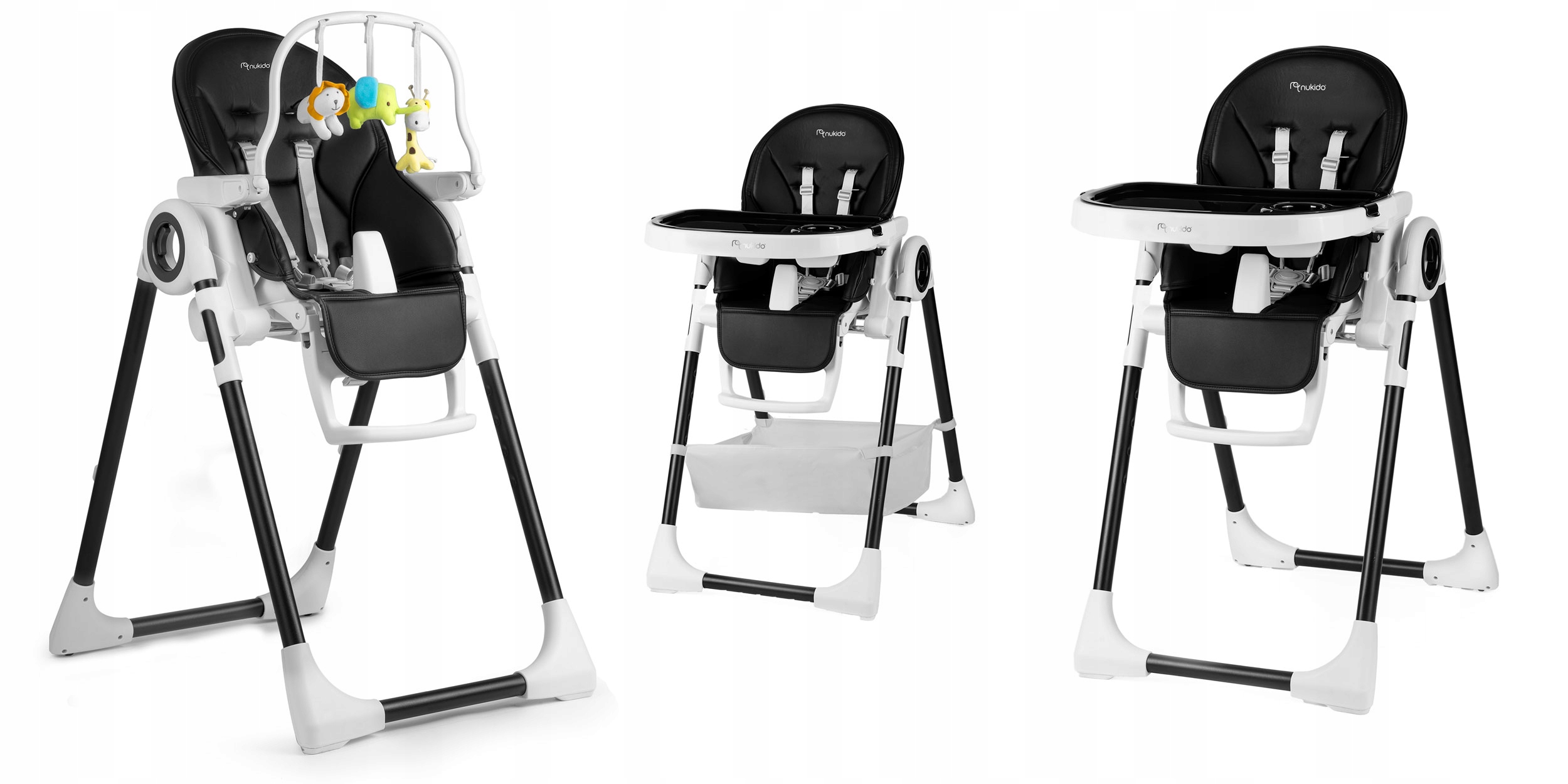 OTROŠKI STOLČEK ZA HRANJENJE, ZLOŽLJIV PLADENJ PREMIUM NUKIDO BEL STOLČEK Največja teža otroka 15 kg