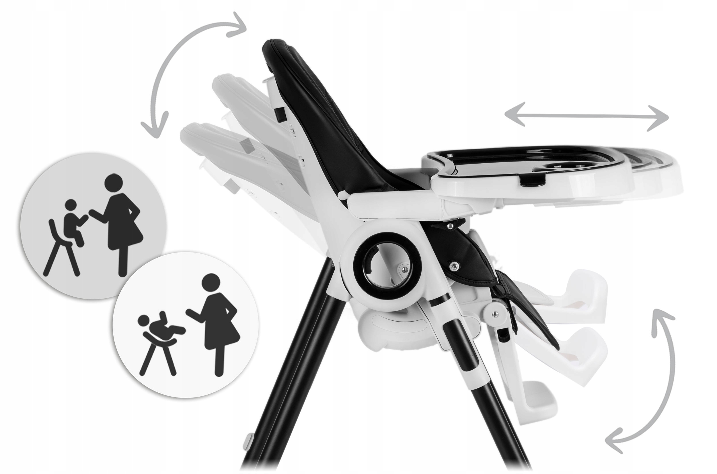 OTROŠKI STOLČEK ZA HRANJENJE, ZLOŽLJIV PLADENJ, PREMIUM NUKIDO BEL SEDEŽ, Originalna embalaža