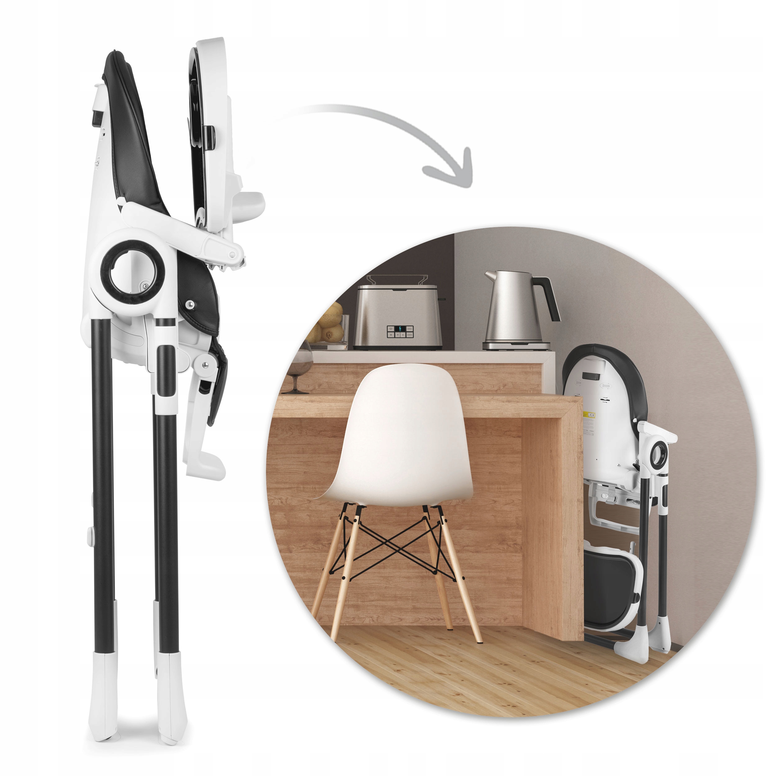 OTROŠKI STOLČEK ZA HRANJENJE, ZLOŽLJIV PLADENJ PREMIUM SEDEŽ NUKIDO BEL Starost otroka: 6 m +