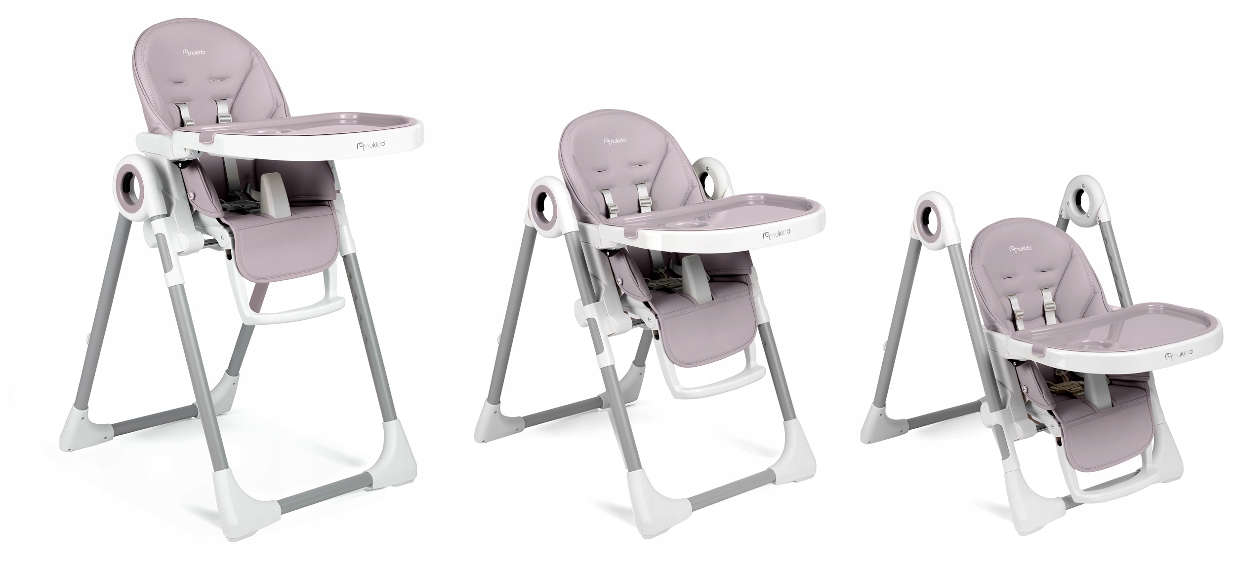 ZLOŽLJIV STOLČEK ZA HRANJENJE OTROK, NUKIDO BEL PLAC + IGRAČE Blagovna znamka Nukido