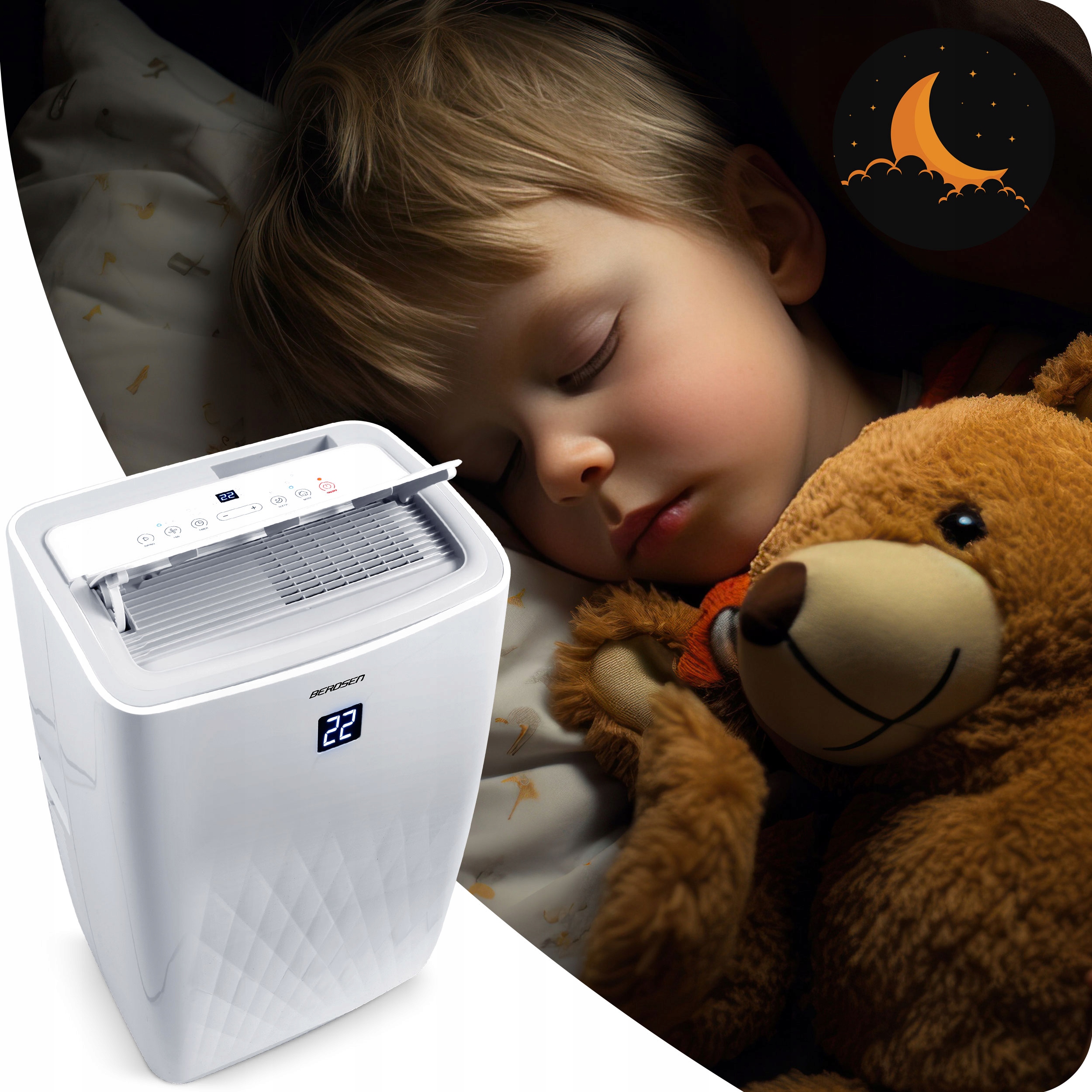 Prenosna klimatska naprava z ogrevalno funkcijo 4kW RAZVLAŽILEC VLAŽILNIKA 34l/24h WiFi BD-581 Razpon energijske učinkovitosti A - G