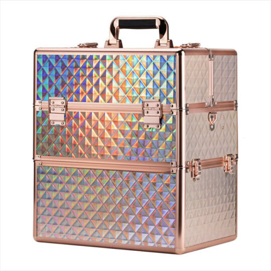 Kozmetični etui z diamanti 3D in roza zlatom XXL