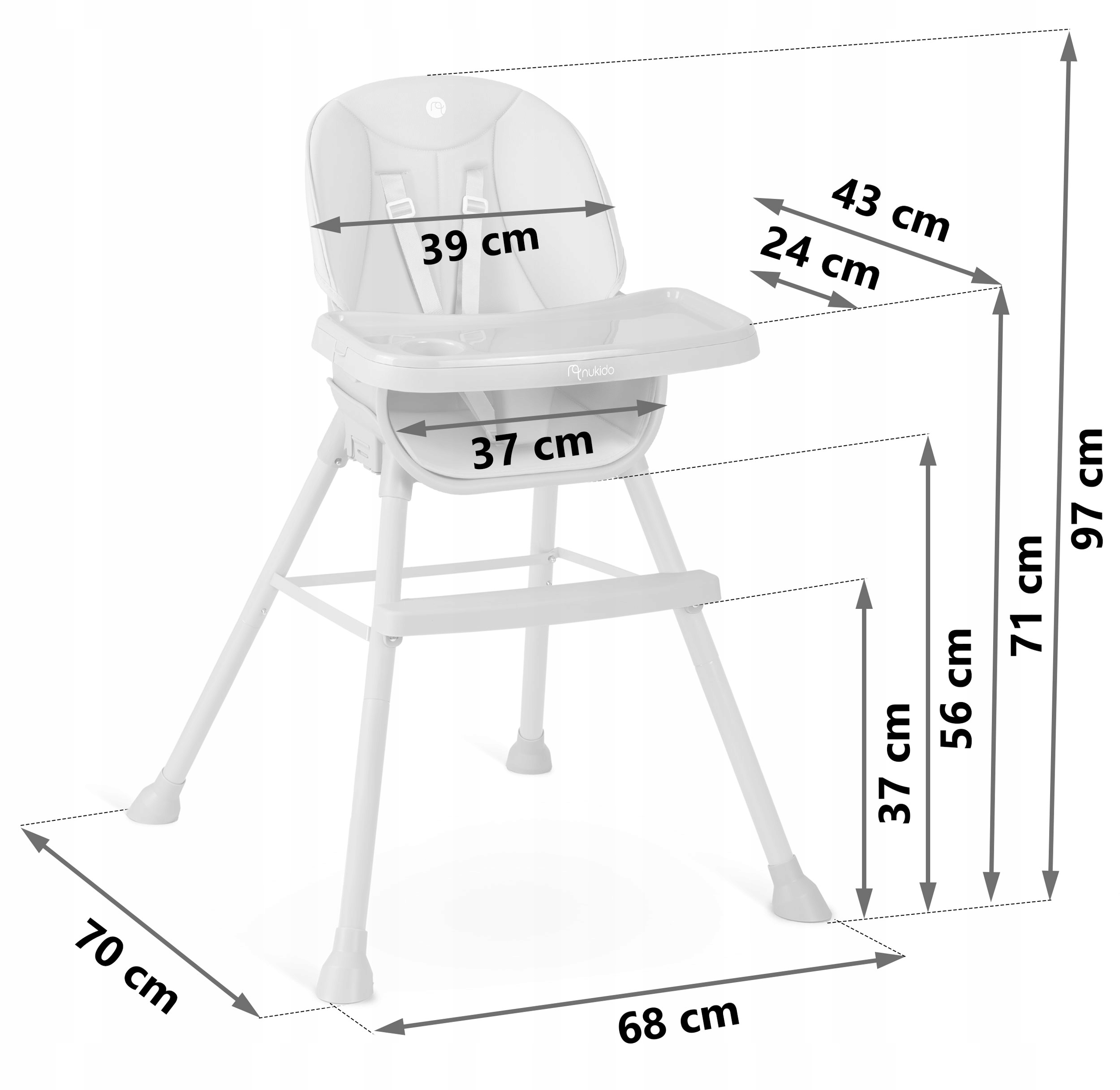 Otroški stolček, nastavljiv sedež 3 v 1, pladenj EAN (GTIN) 5903890622817