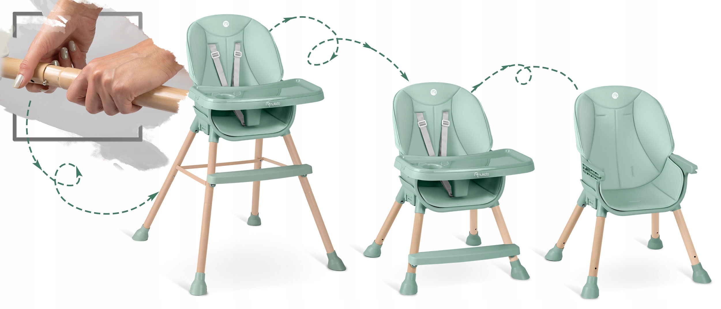 Otroški stolček za hranjenje, nastavljiv sedež, pladenj 3 v 1 Material: plastika, kovina