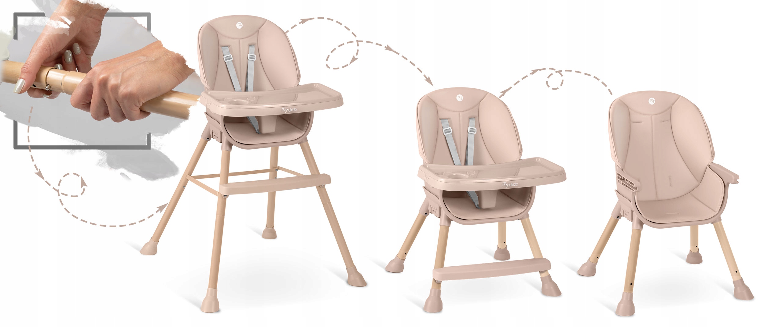 Otroški stolček za hranjenje, nastavljiv sedež, pladenj 3 v 1 Material: plastika, kovina