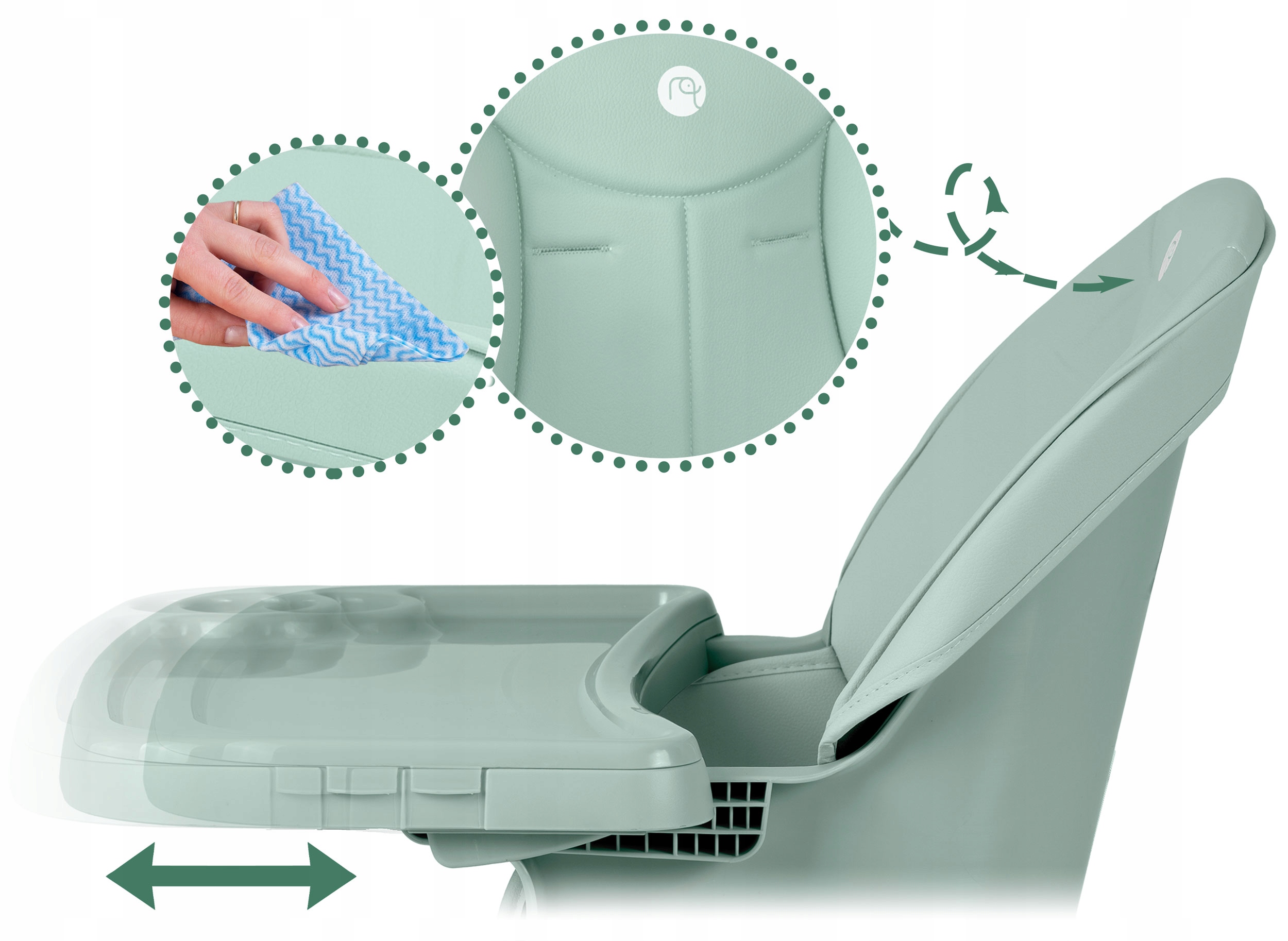 Otroški stolček za hranjenje, nastavljiv, 3-v-1 sedež, pladenj, teža stolčka: 4,8 kg