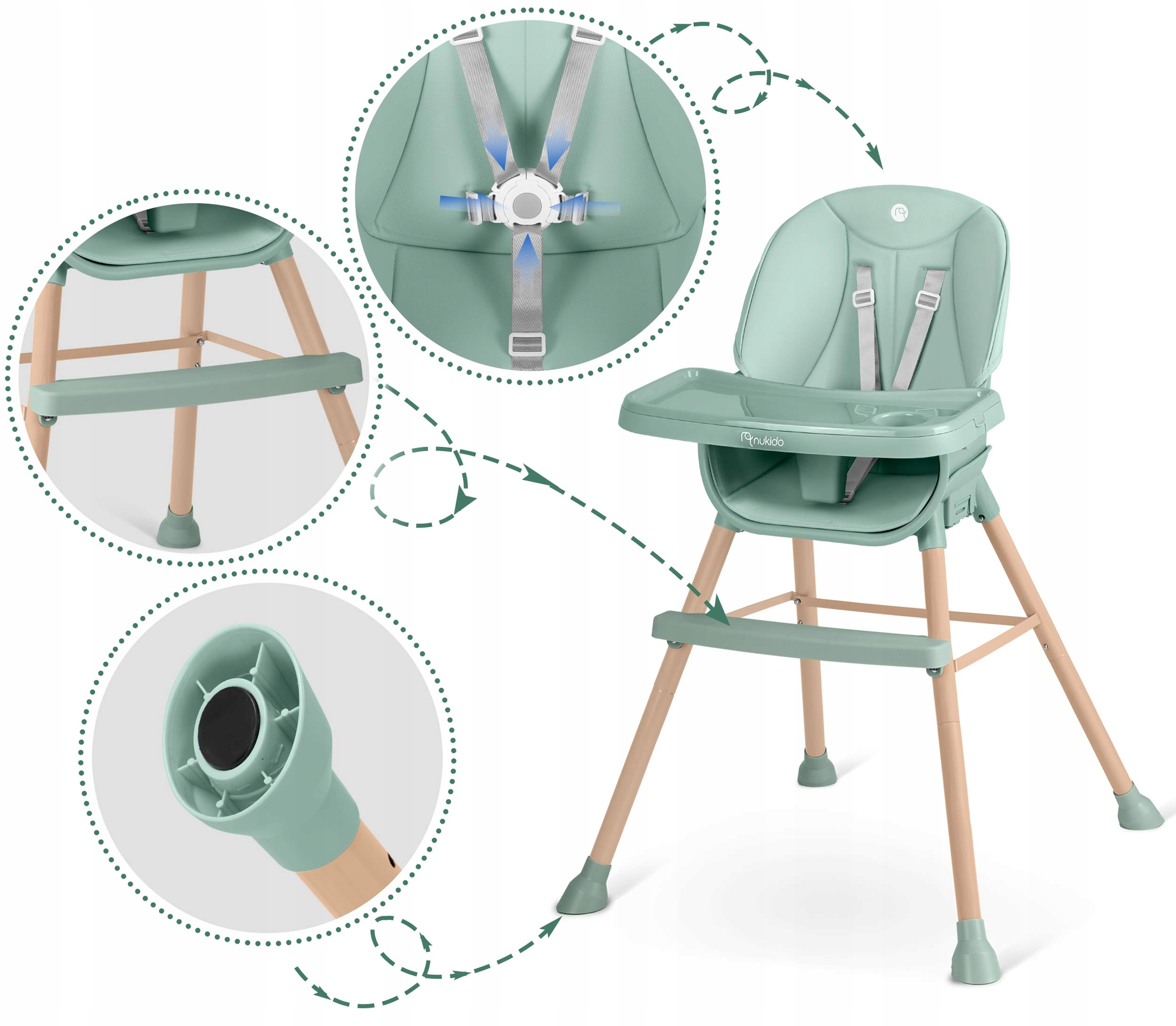 Otroški stolček, nastavljiv sedež, 3-v-1 pladenj, starost otroka: 6 m +