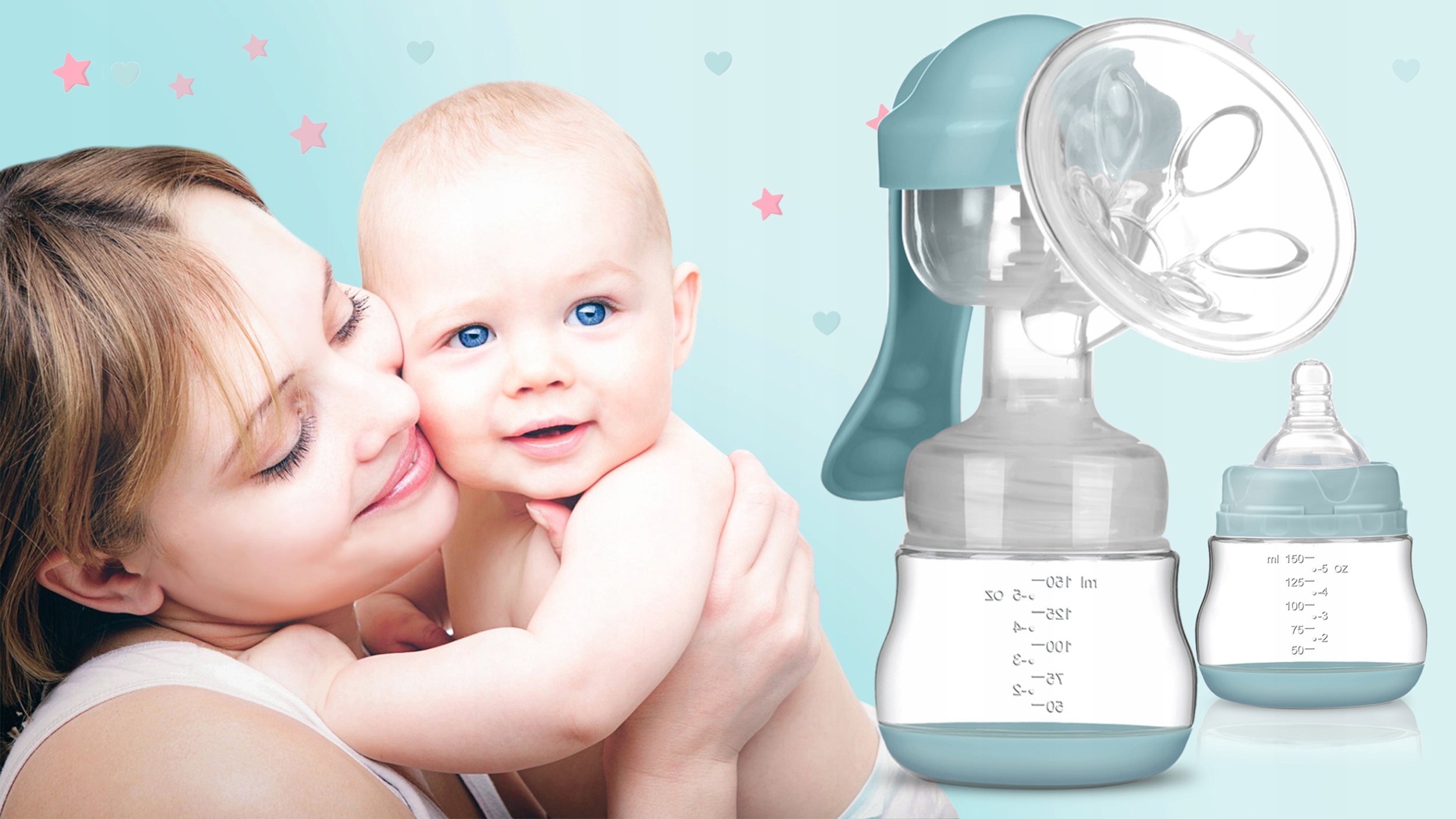 ROČNA ČRPALKA NATURAL BERDSEN Elementi kompleta: dodatna steklenička, masažna blazinica za črpalko, duda