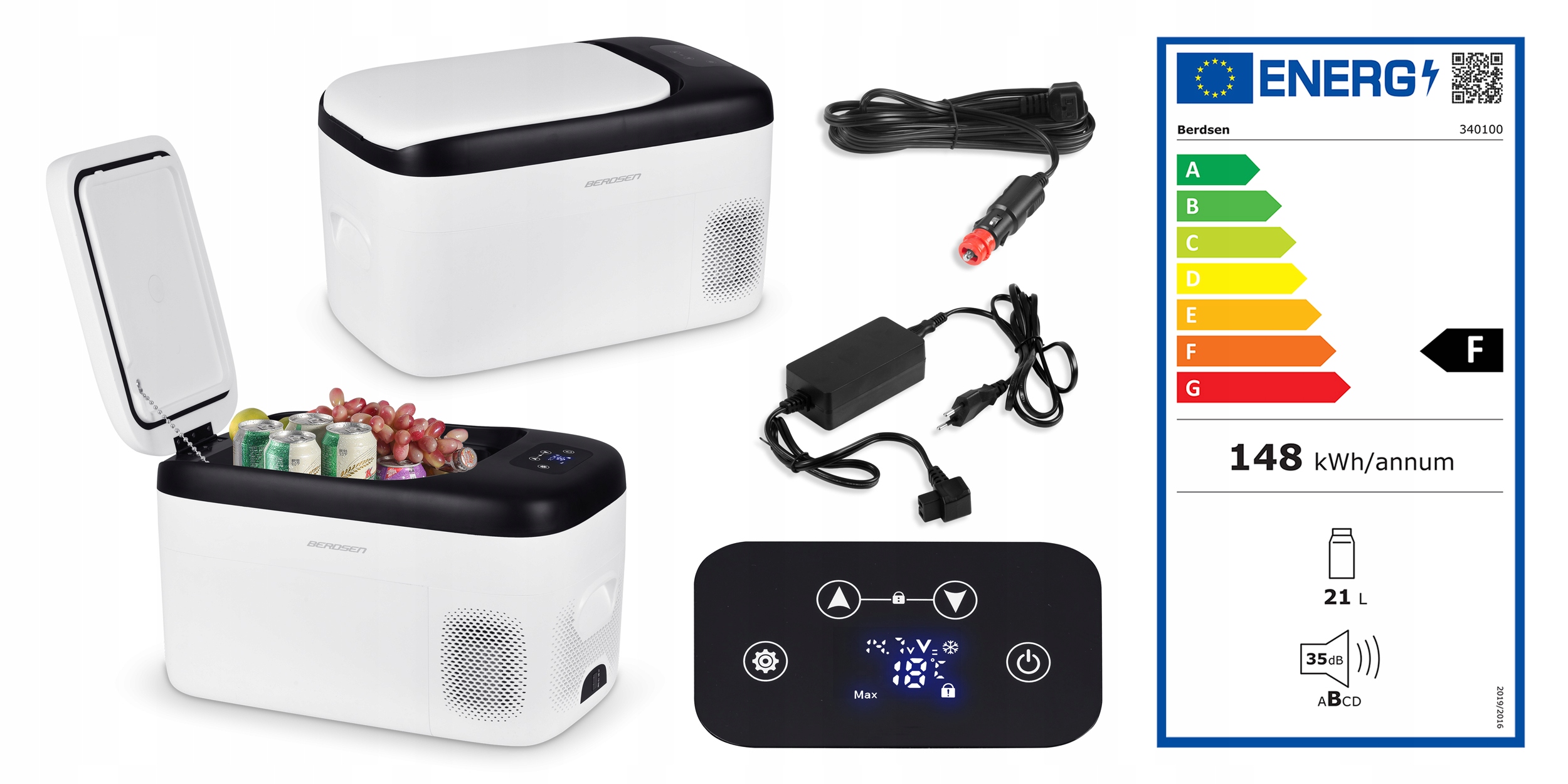 KOMPRESORSKI AVTOMOBILSKI POTOVALNI HLADILNIK-ZAMRUVALNIK 12V 100-240V 21L Temperatura ogrevanja 20°C