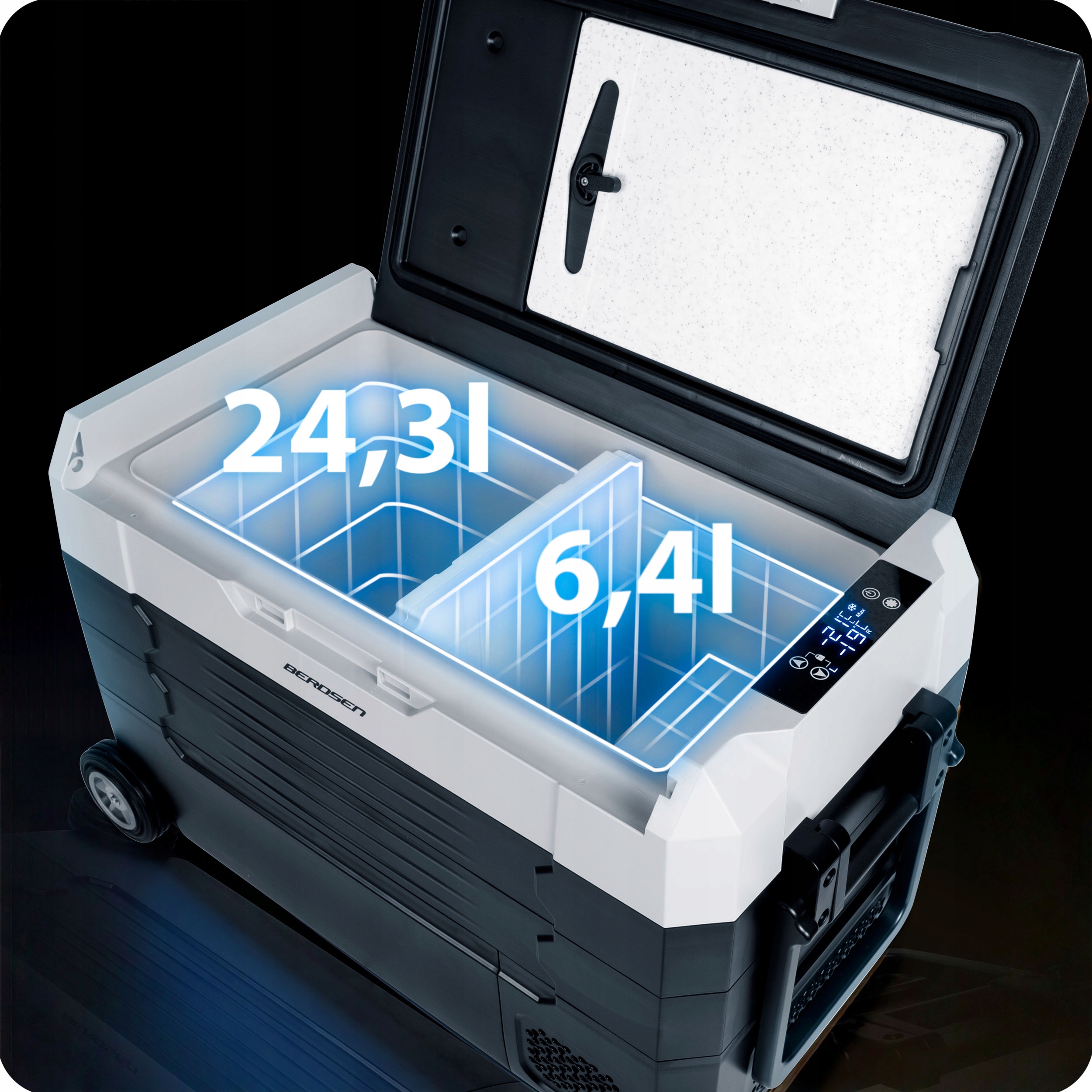 AVTO KOMPRESORSKI POTOVALNI HLADILNIK 40L ZAMRZOVALNIK 12V 100-240V znamka Berdsen