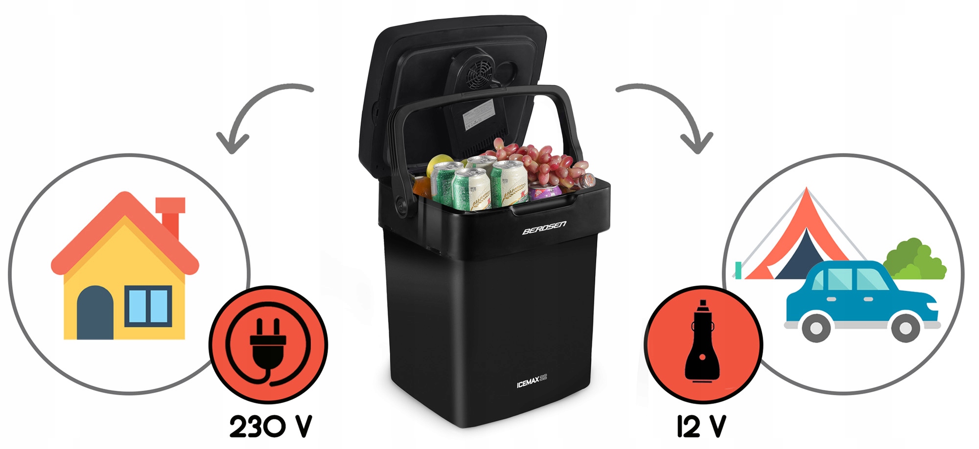 AVTO HLADILNA TORNJA KUTIJA ZA POTOVANJE 12V/230V USB 29L ČRNA funkcija ogrevanja Tip električna