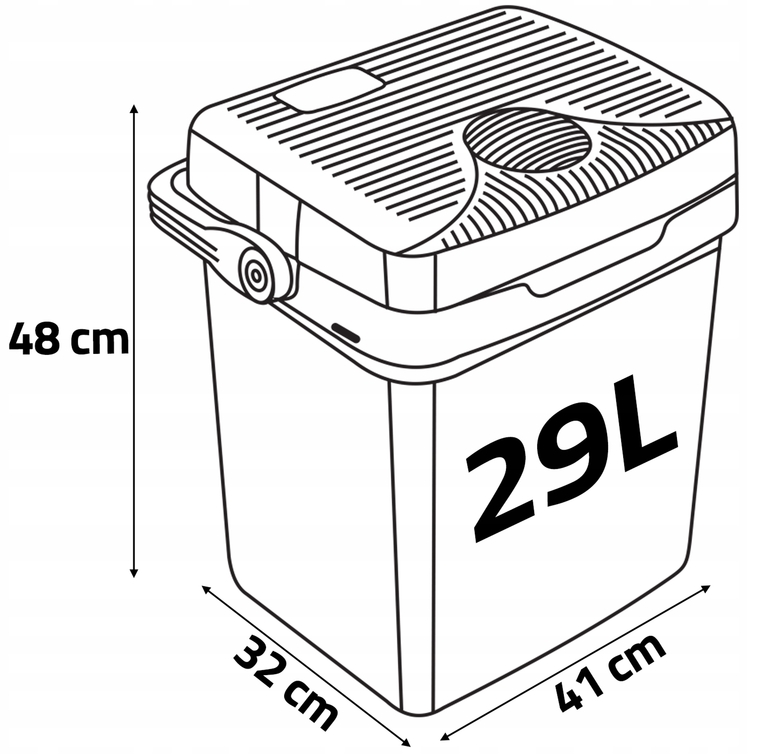 AVTO HLADILNA TORNJA KUTIJA ZA POTOVANJE 12V/230V USB 29L ČRNA funkcija ogrevanja temperatura ogrevanja 65°C