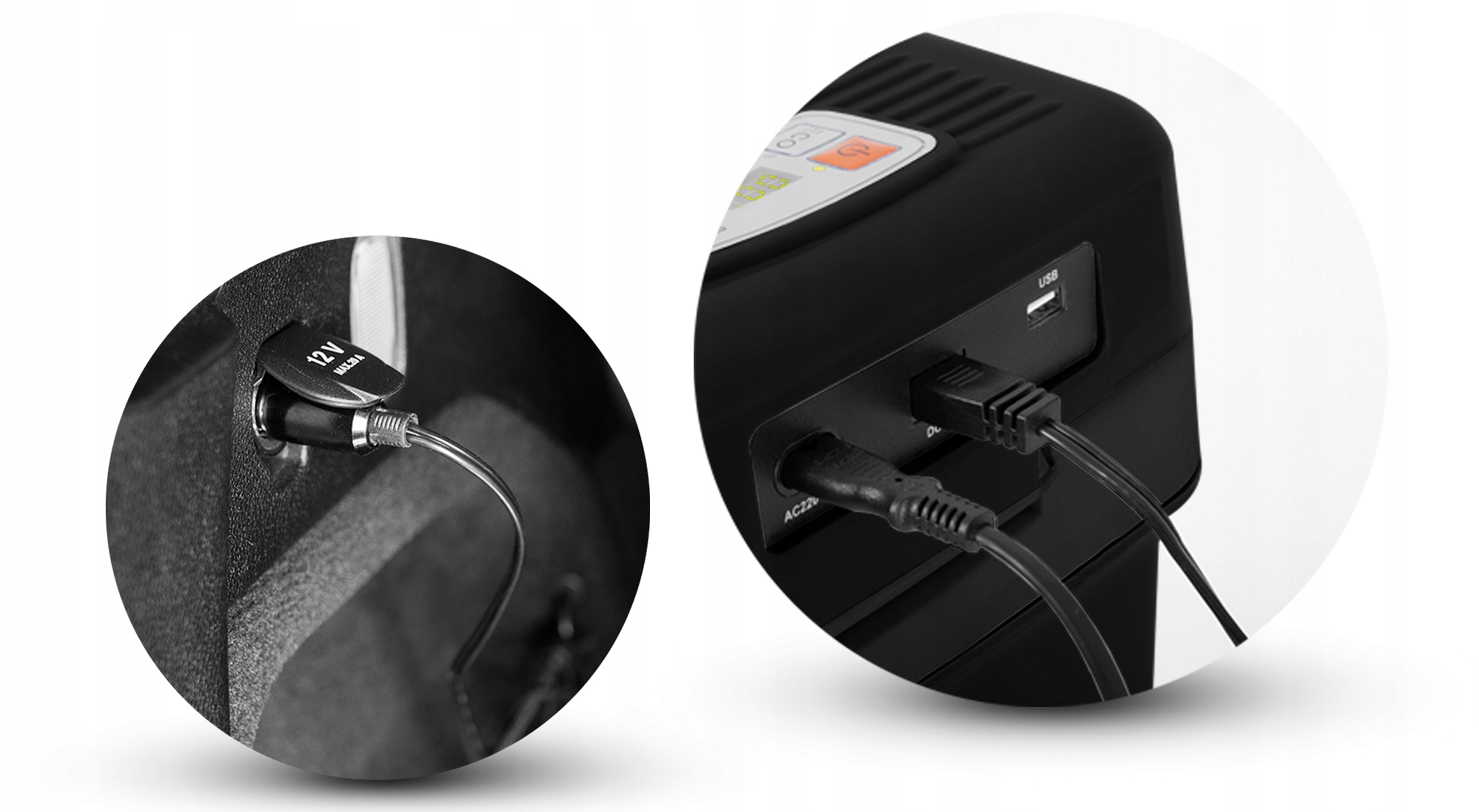 AVTO HLADILNIK ZA POTOVANJE 12V/230V USB 29L ČRNE barve, funkcija ogrevanja, napajanje iz avtomobilske vtičnice za vžigalnik (12 V)