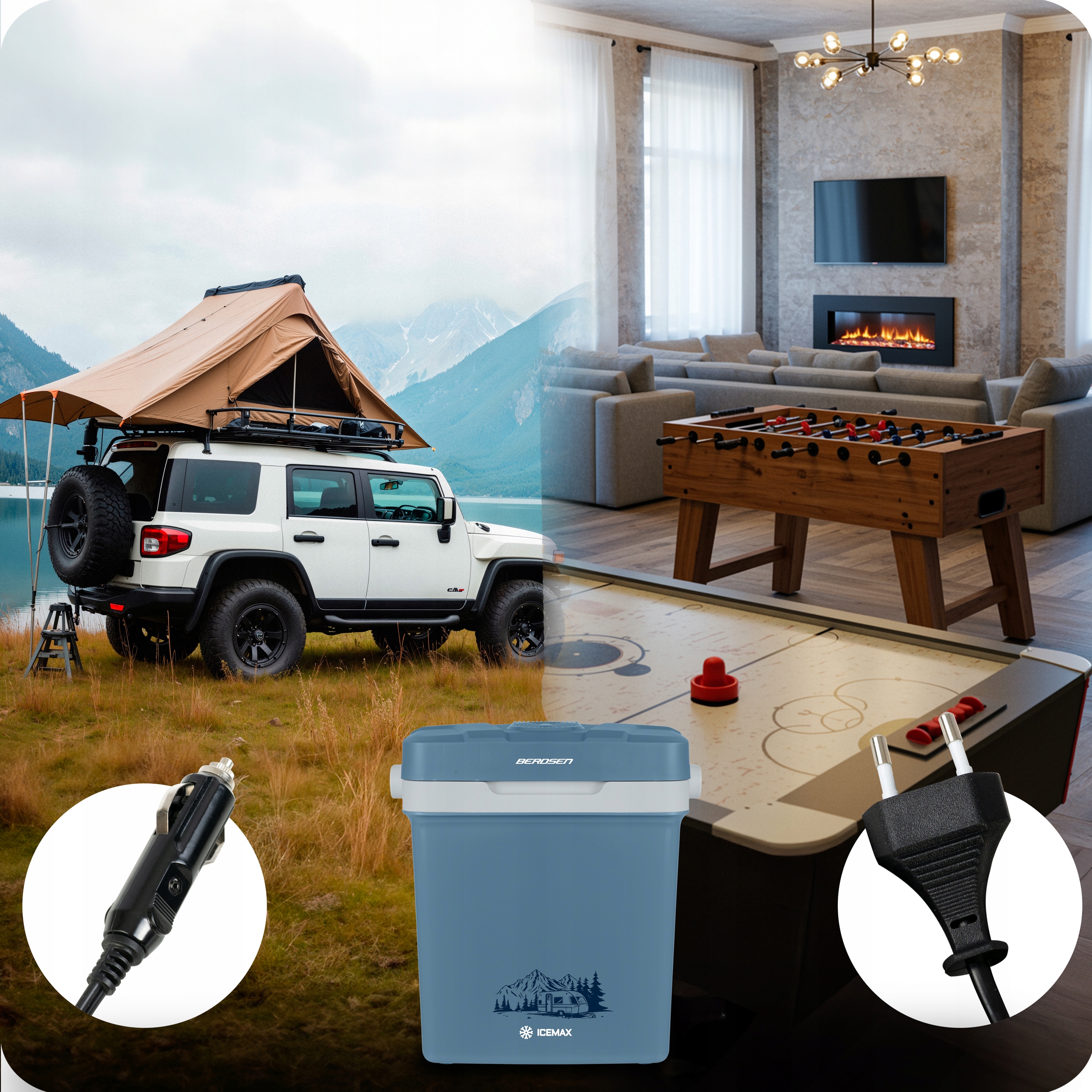 AVTO HLADILNA TORNJA KUTIJA ZA POTOVANJE 12V/230V USB FUNKCIJA OGREVANJA 26L Berdsen