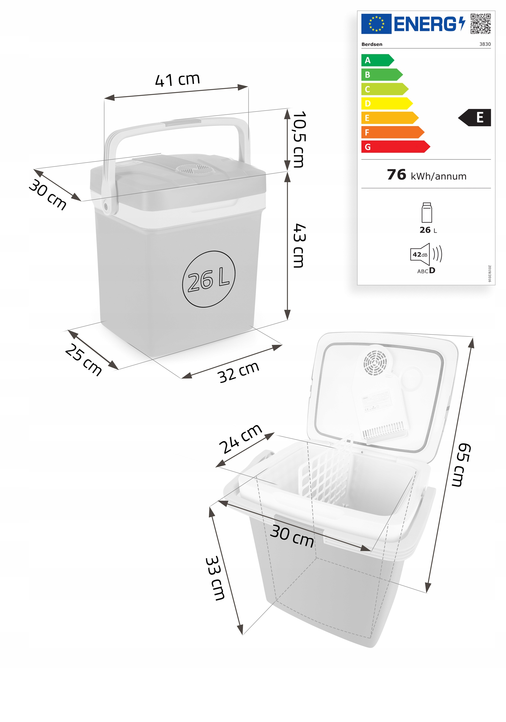 AVTO HLADILNA TORNJA KUTIJA ZA POTOVANJE 12V/230V USB FUNKCIJA OGREVANJA 26L Moč 60 W