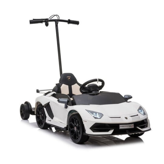 Lamborghini Aventador s stojalom bele barve - avtomobil na baterije