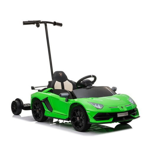 Lamborghini Aventador z zelenim stojalom - avtomobil na baterije