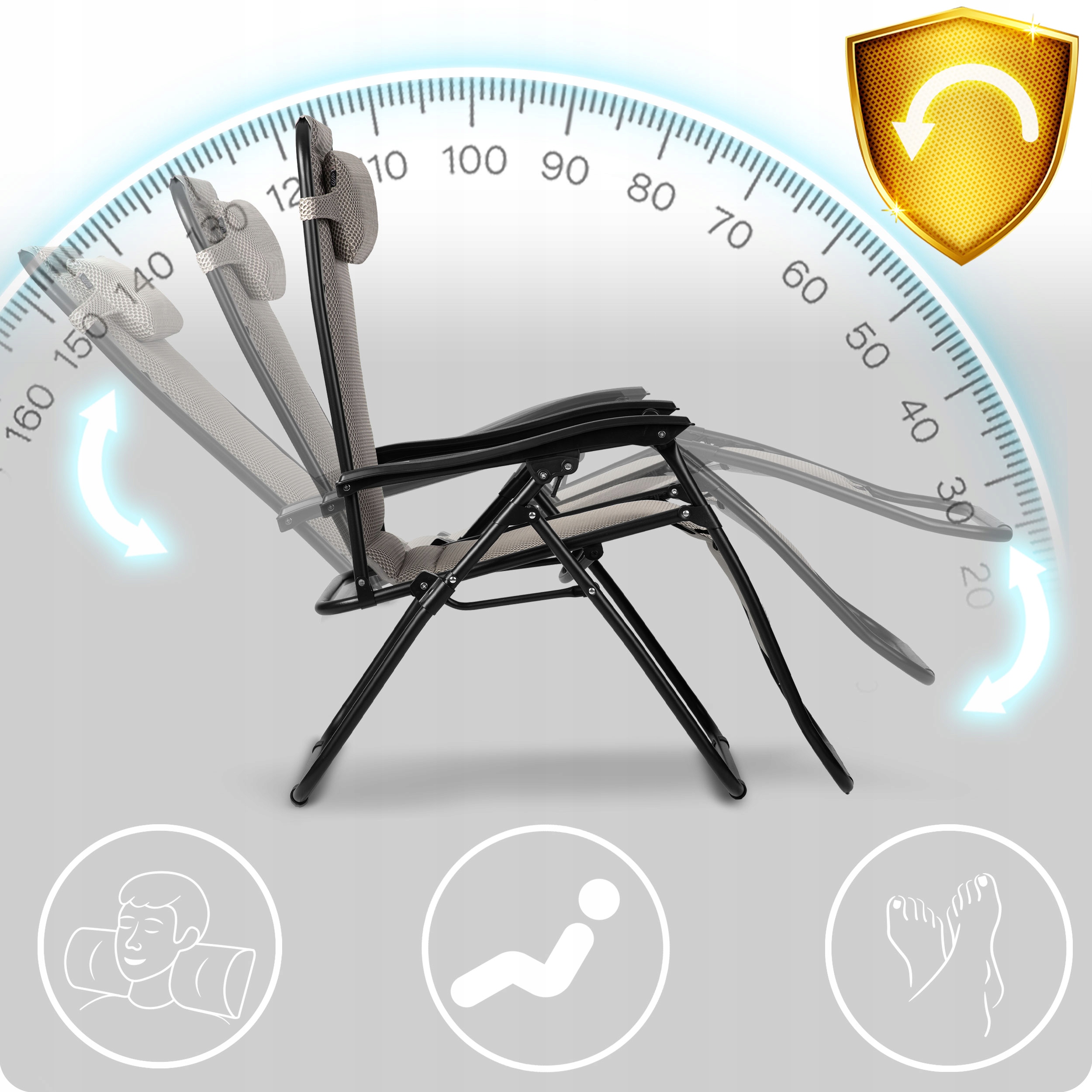 Zložljiv vrtni ležalnik z blazino Sofotel ChillWell Soft siv Material ogrodja kovina