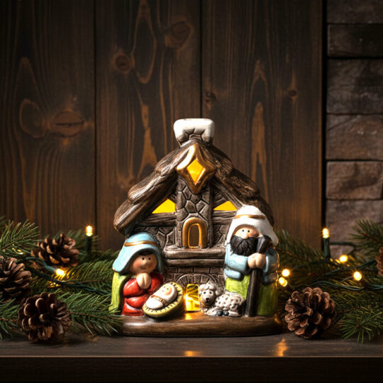 Majhne božične jaslice z LED osvetlitvijo