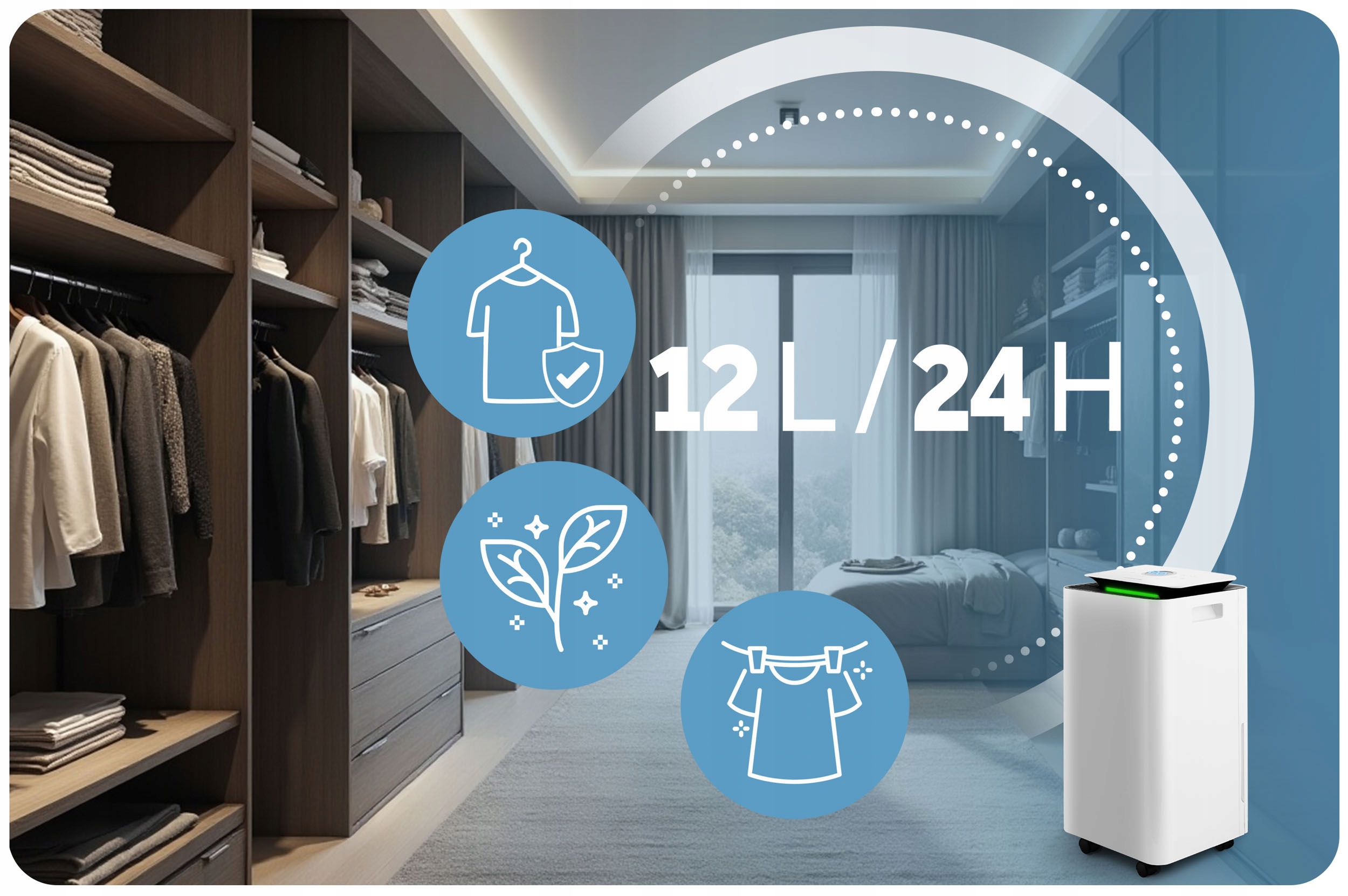 KOMPRESORSKI RAZVLAŽILEC ZRAKA ABSORBTOR VLAGE 12l/24h HIGROSTAT ČASOVNIK Znamka Berdsen