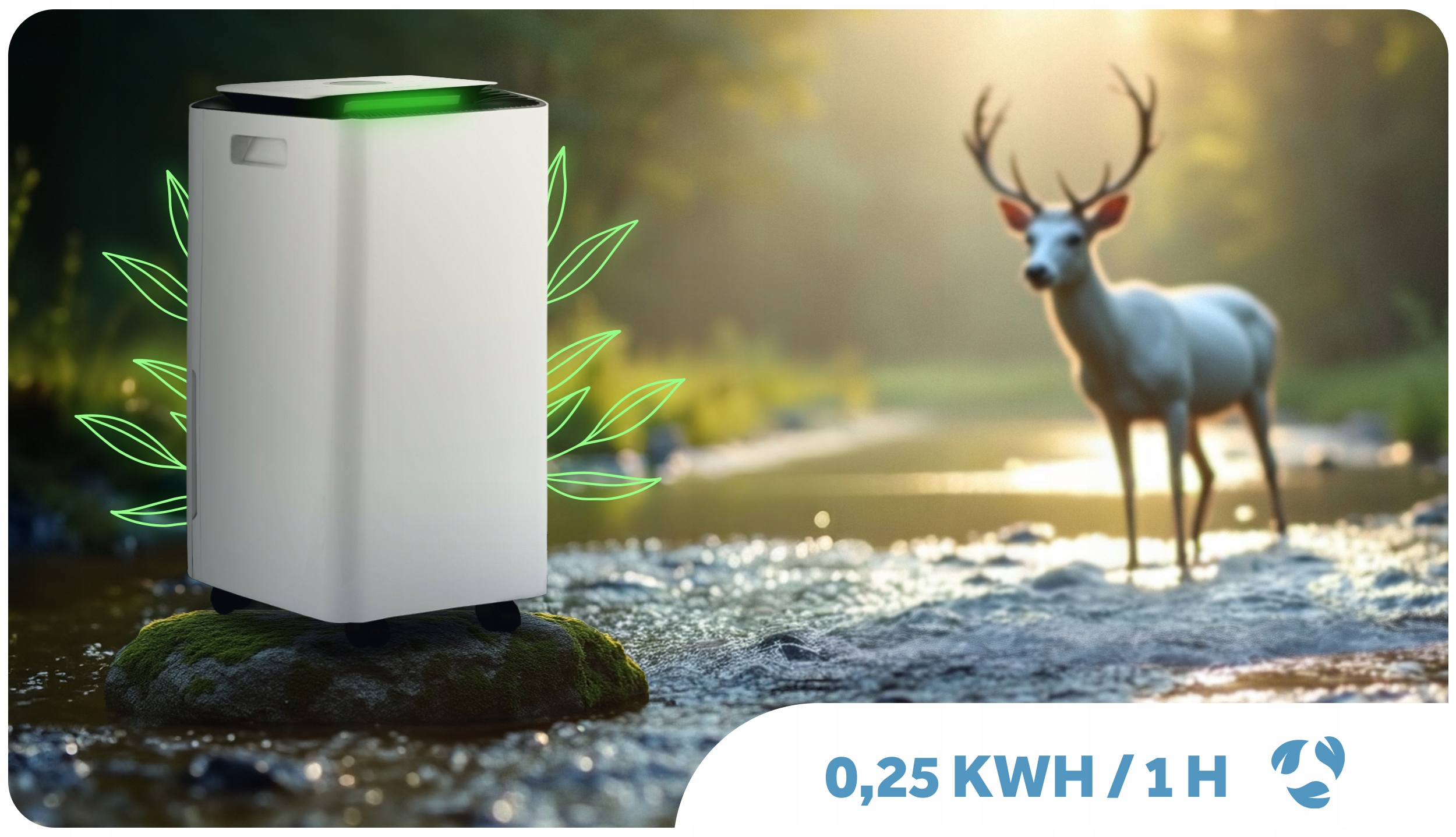 KOMPRESORSKI RAZVLAŽILEC ZRAKA ABSORBTOR VLAGE 12 l/24 h HIGROSTAT ČASOVNIK Prostornina rezervoarja za vodo 2,5 l