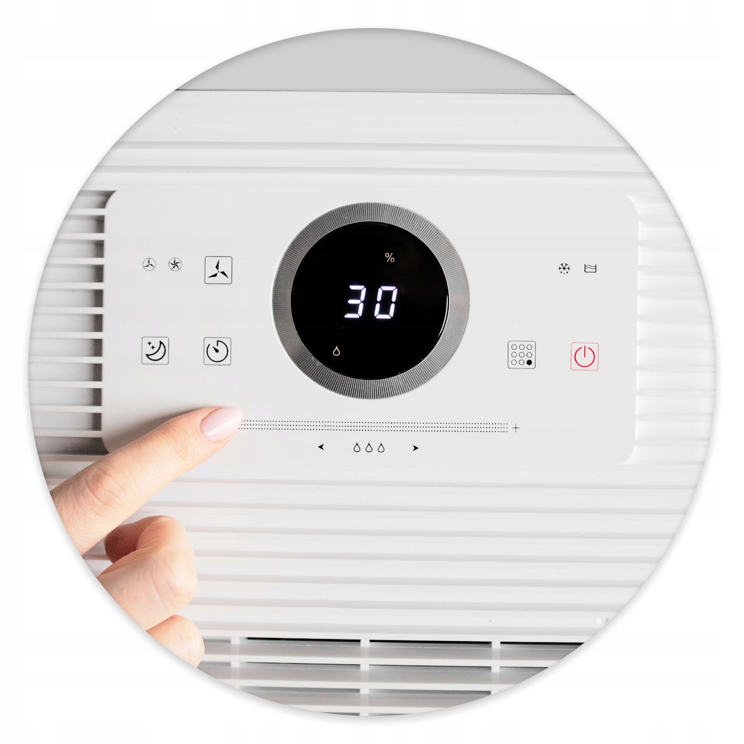 KOMPRESORSKI RAZVLAŽILEC ZRAKA ABSORBTOR VLAGE 20 l/24 h HIGROSTAT ČASOVNIK Prostornina rezervoarja za vodo 3,5 l