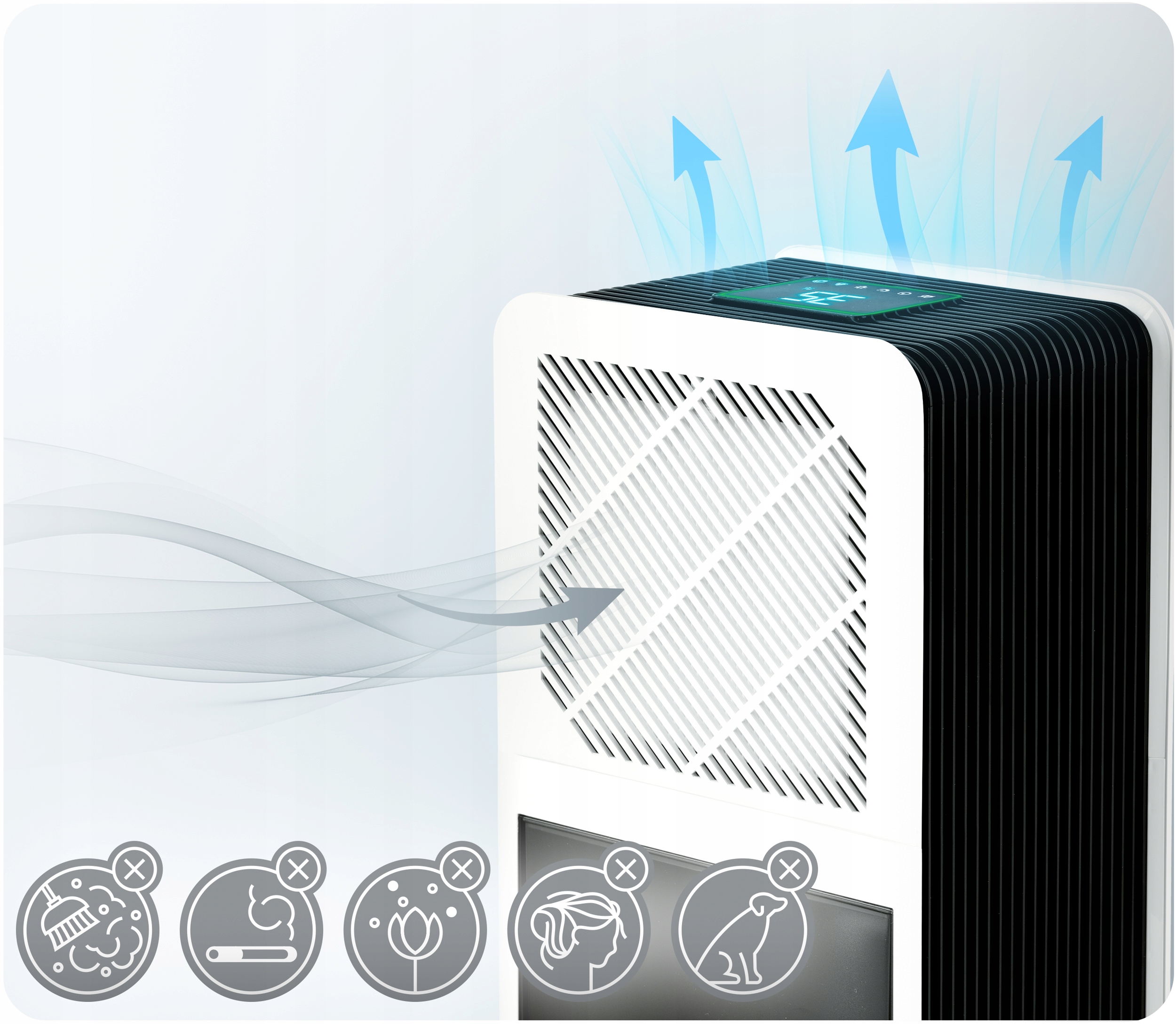 RAZVLAŽILEC ZRAKA Z ABSORBTORJEM VLAGE 64W HEPA 34dB ČASOVNIK LED Berdsen Koda proizvajalca 353100