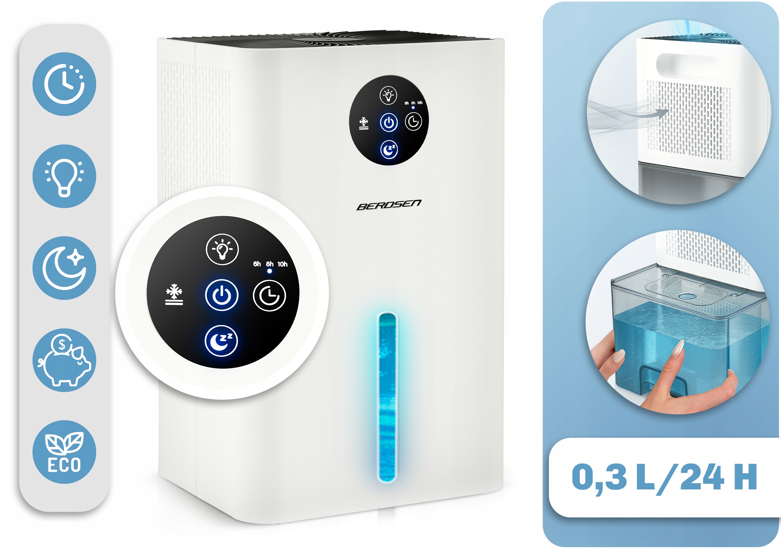 RAZVLAŽILEC ZRAKA TIHI 34dB LED Berdsen 1,8L EAN (GTIN) 5903890624033