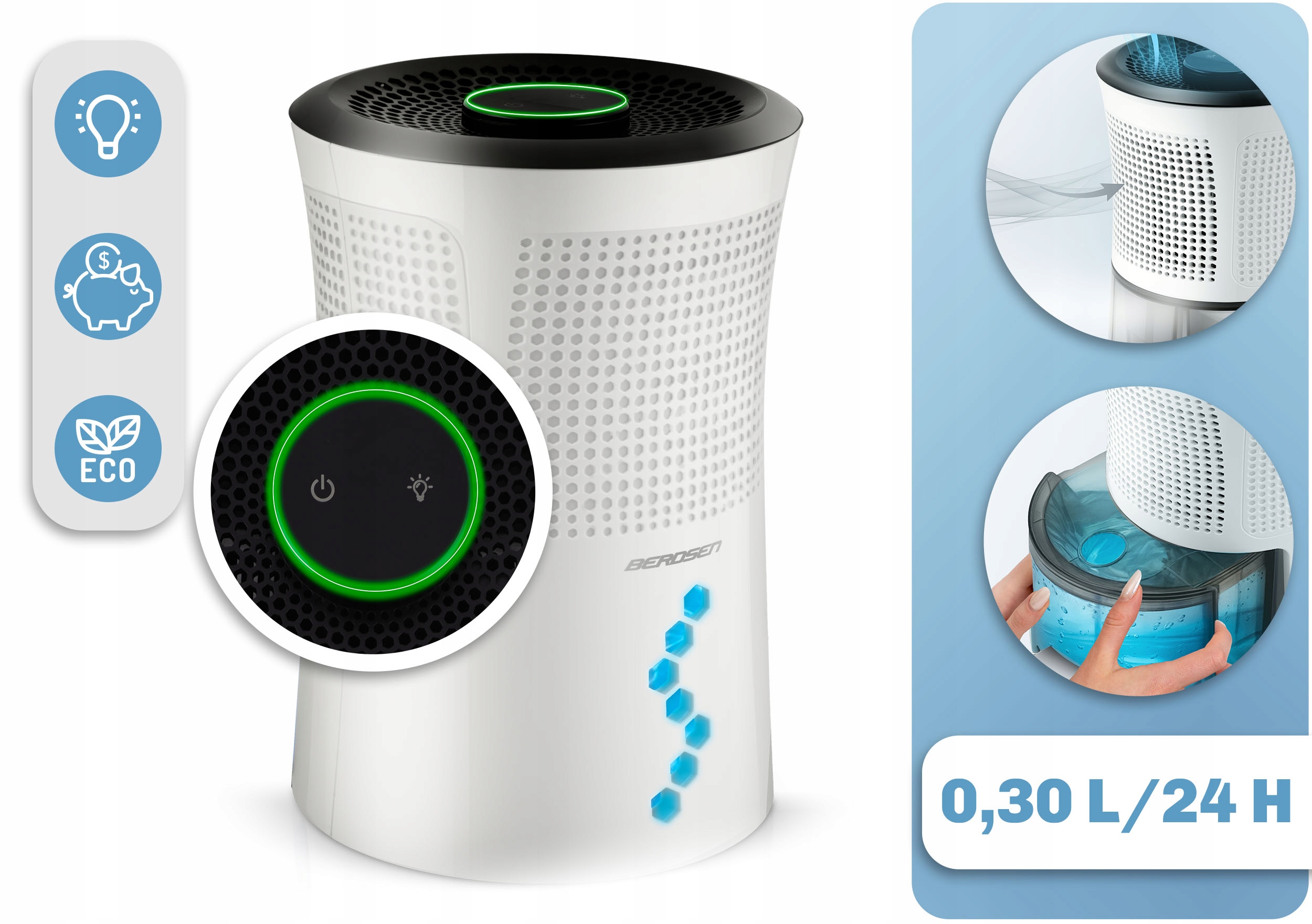 RAZVLAŽILEC ZRAKA Z TIHIM VLAŽILNIKOM 34dB LED Berdsen Koda proizvajalca 352700