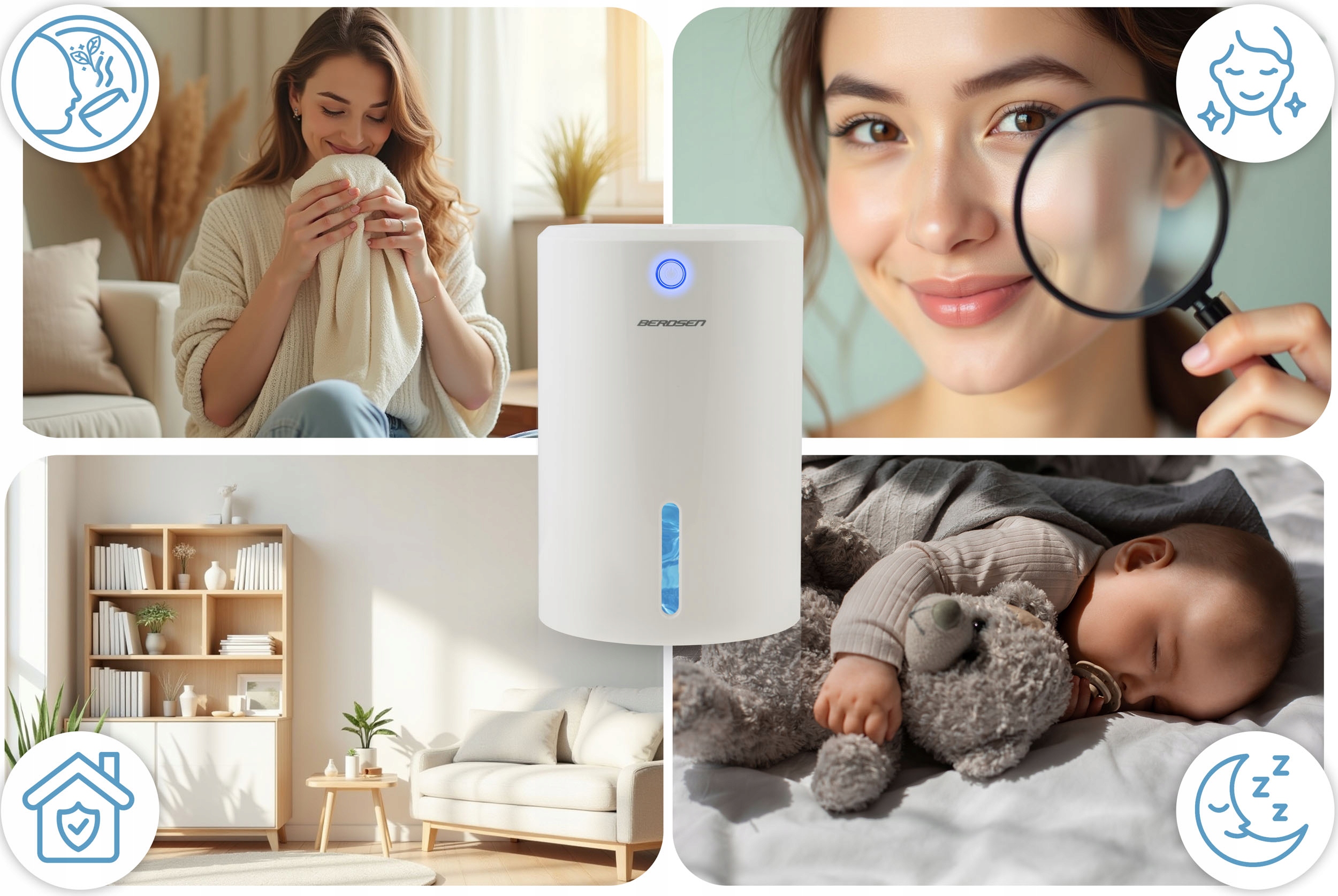 RAZVLAŽILEC VLAŽILNIKA TIHI 34dB LED Berdsen Moč 22,5 W