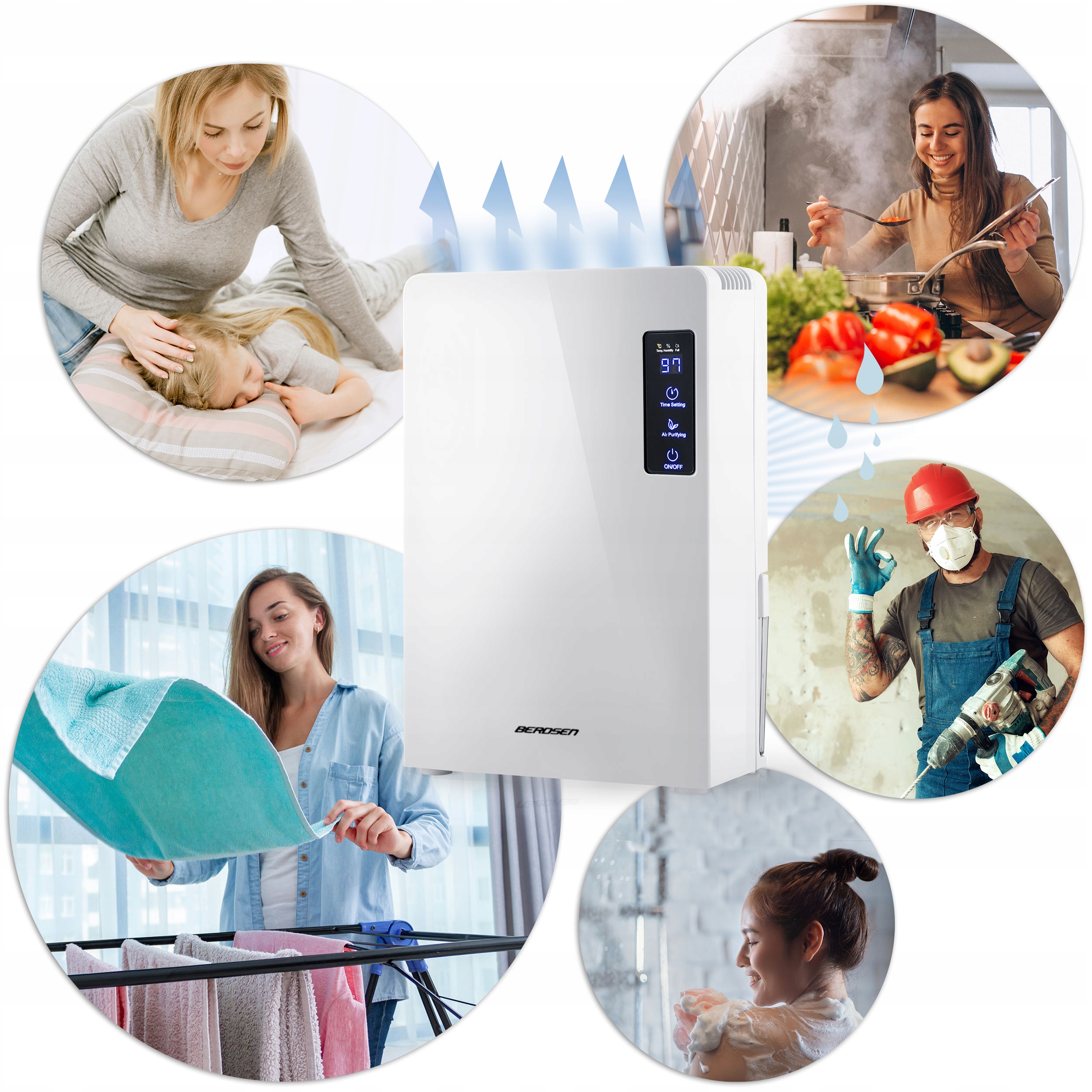 Razvlažilnik zraka, absorber vlage, UV-svetilka, filter, 2200 ml LED, BERDSEN, Koda proizvajalca: 3851