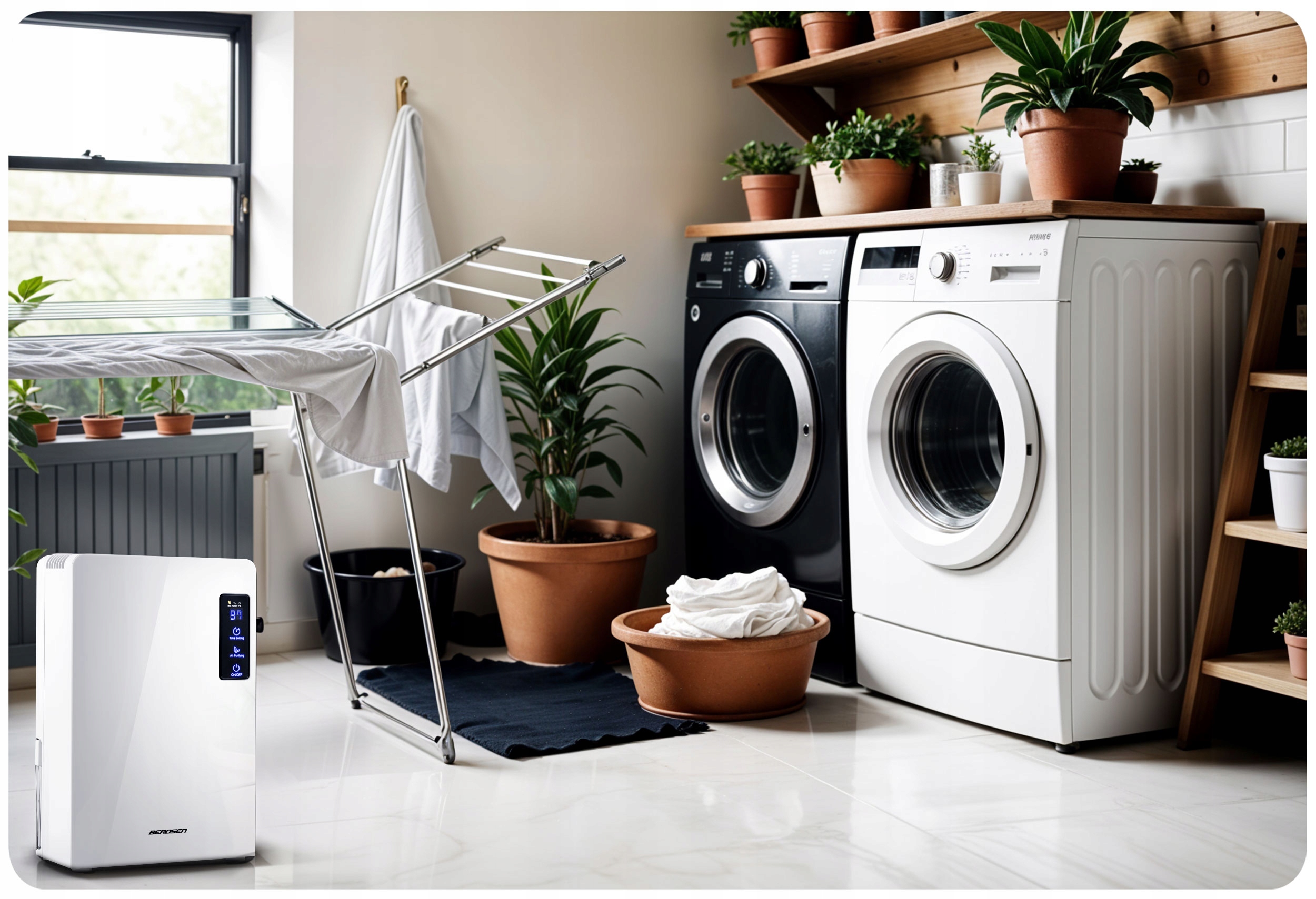 Razvlažilnik zraka, absorber vlage, UV-svetilka, filter, 2200 ml LED, BERDSEN, baterije niso priložene